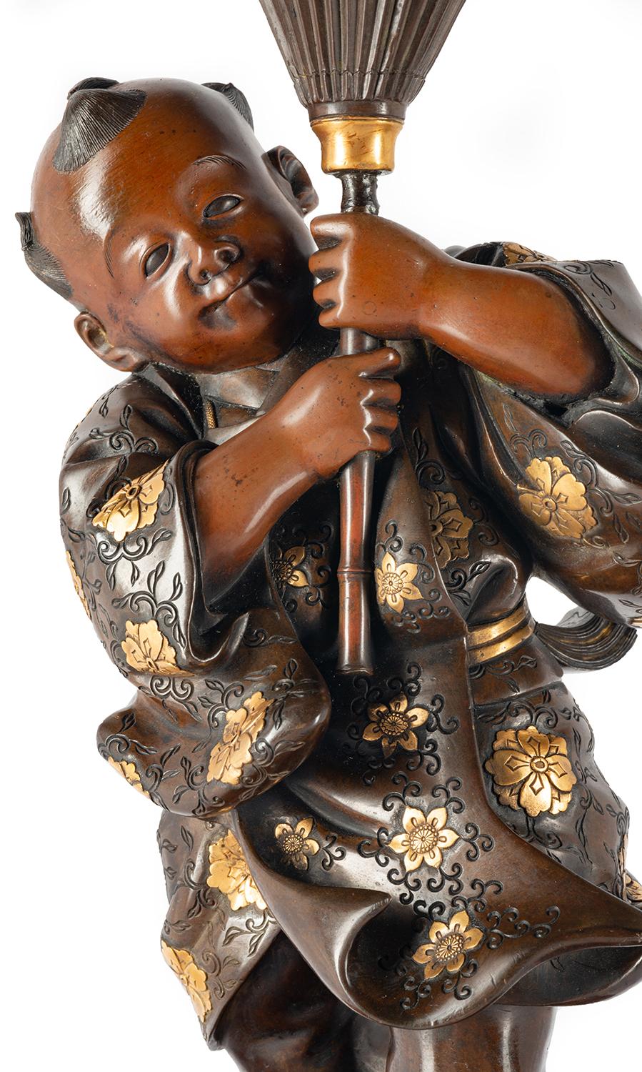 Paar japanische Miyao-Bronzefiguren im Angebot 4