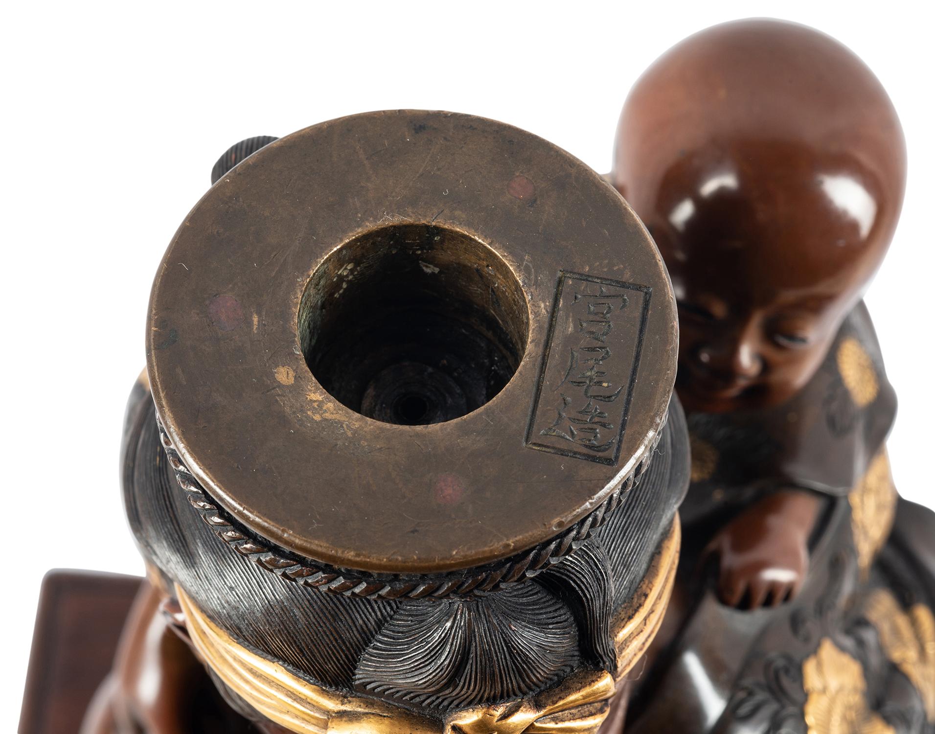 Coppia di figure giapponesi in bronzo Miyao in vendita 10