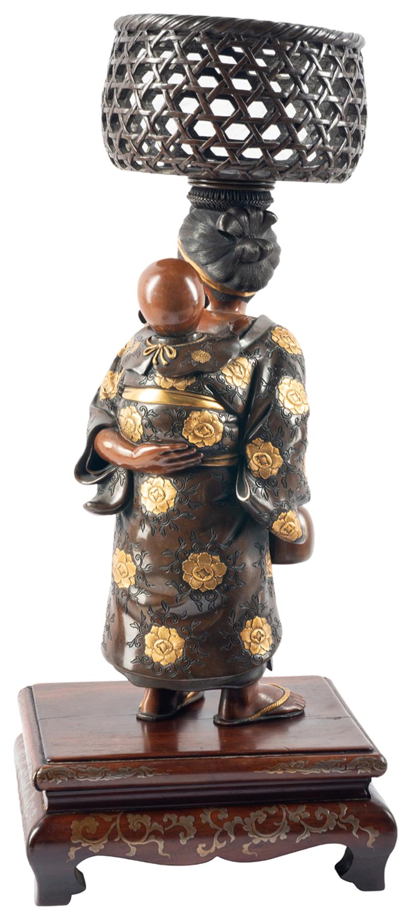 Paar japanische Miyao-Bronzefiguren (19. Jahrhundert) im Angebot