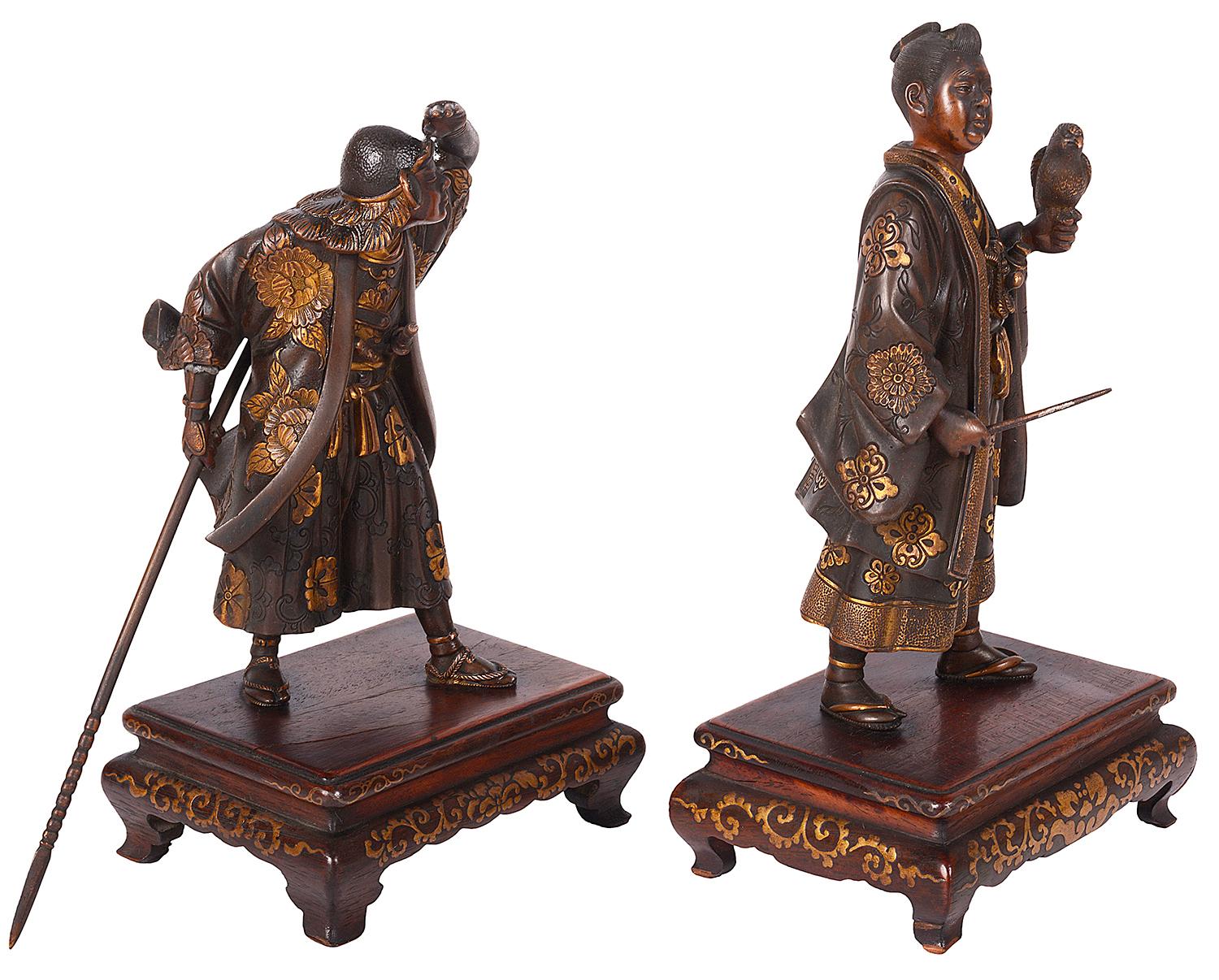 Pair of Japanese Miyao Bronze Statues, Meiji Period For Sale 9