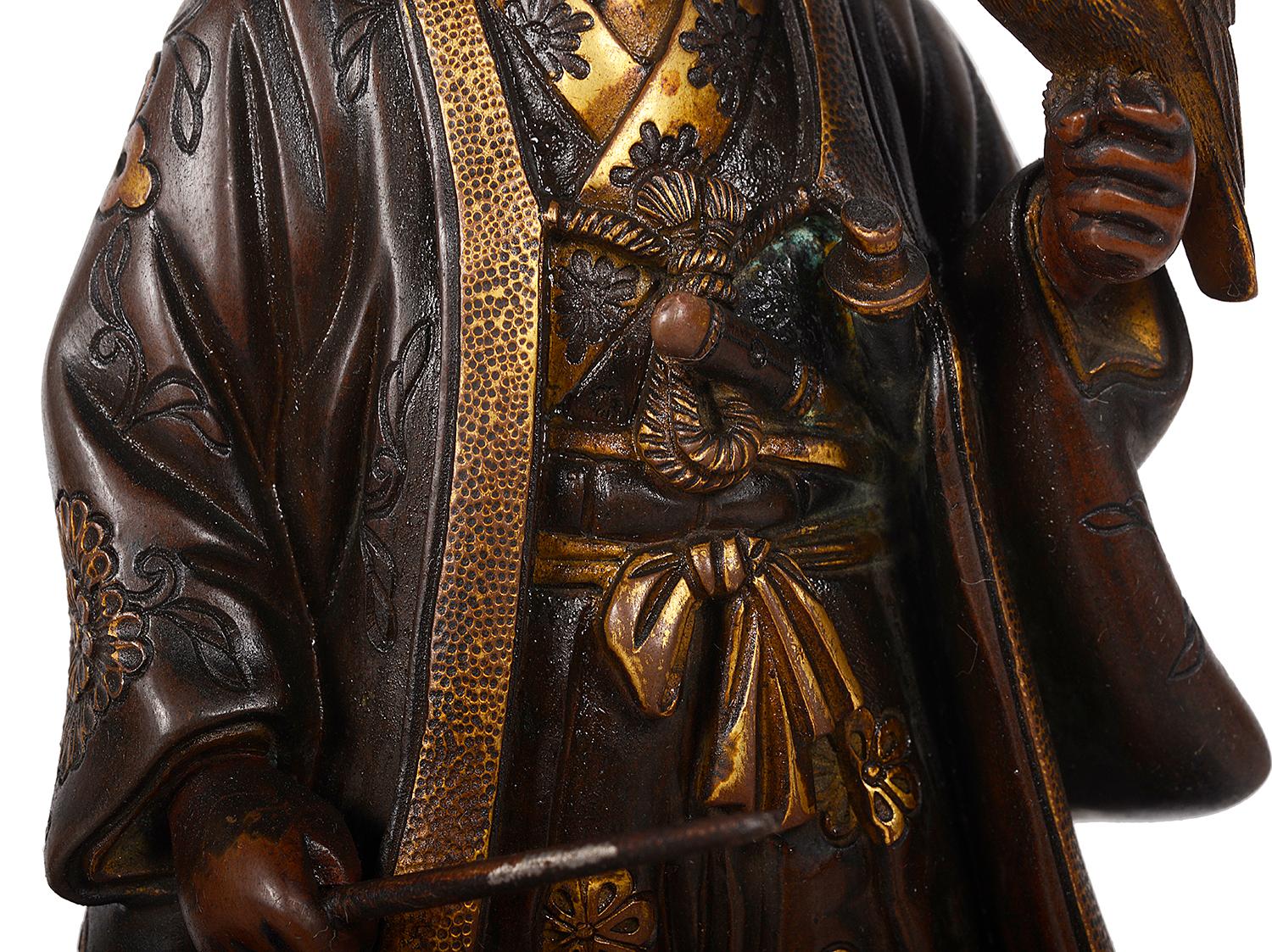 19th Century Pair of Japanese Miyao Bronze Statues, Meiji Period For Sale