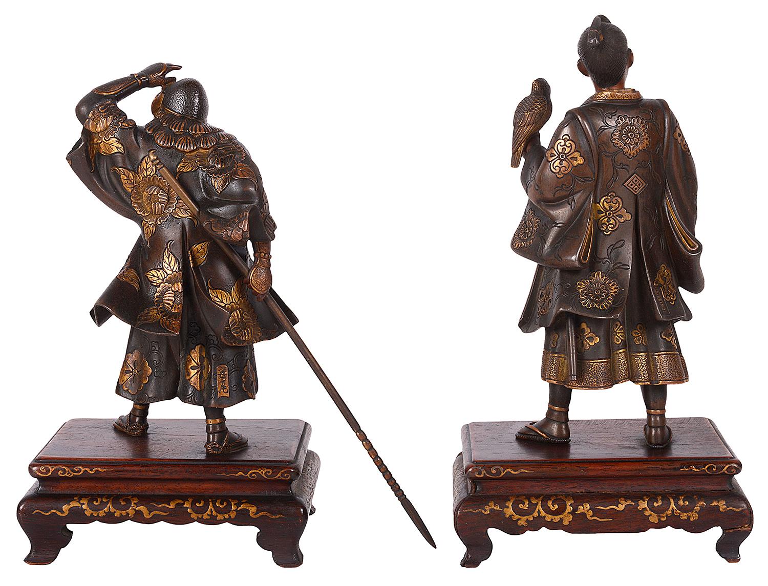 Pair of Japanese Miyao Bronze Statues, Meiji Period For Sale 2
