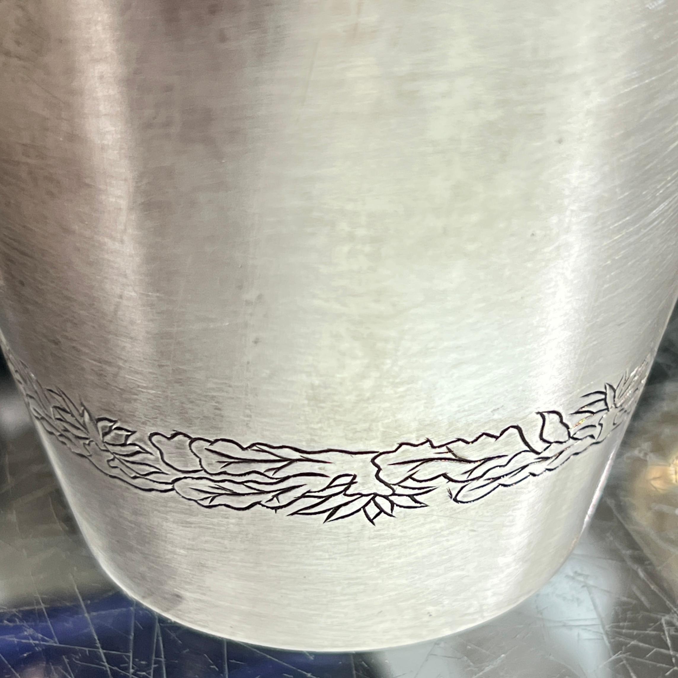 20th Century Pair Japanese Pure Silver Vases with Royal Seal For Sale