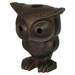 Pair Japanese Rare Pair Big Foot Owl Candle Lanterns 1960's