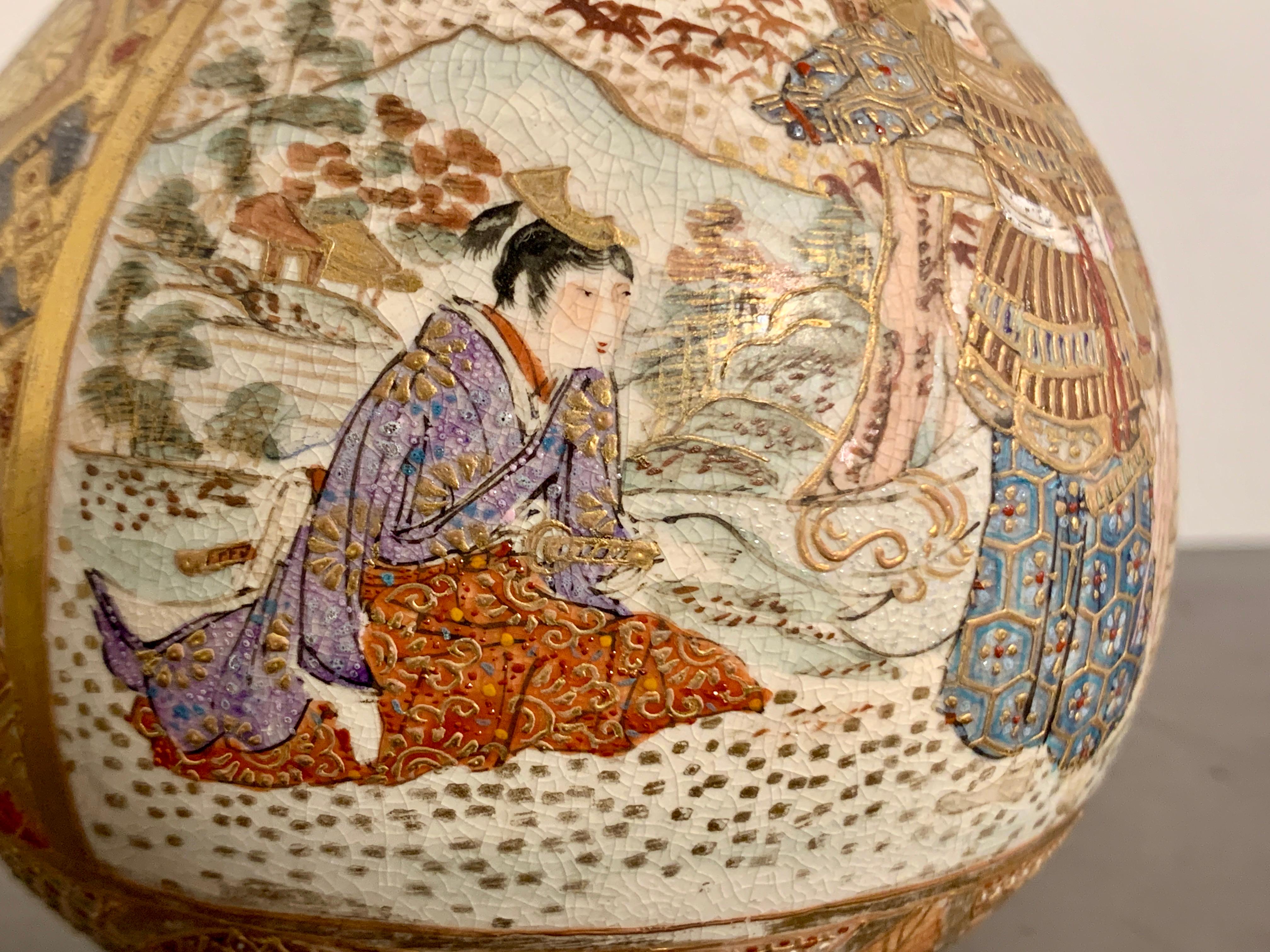 Pair Japanese Satsuma Garlic Head Vases, Meiji period, Early 20th Century 12