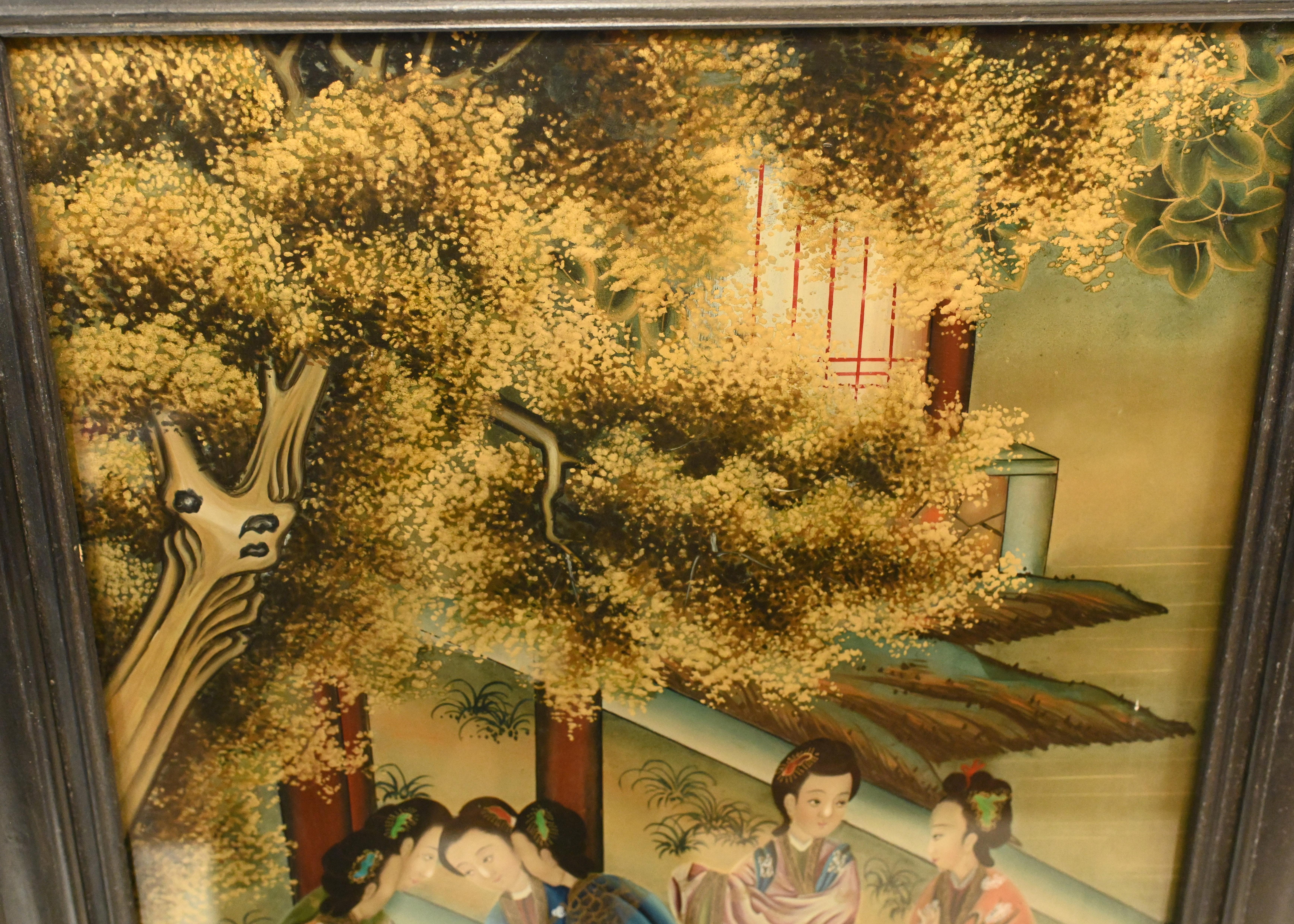 Pair Japanese Screens Wall Plaques Painted Enamel 1920 5