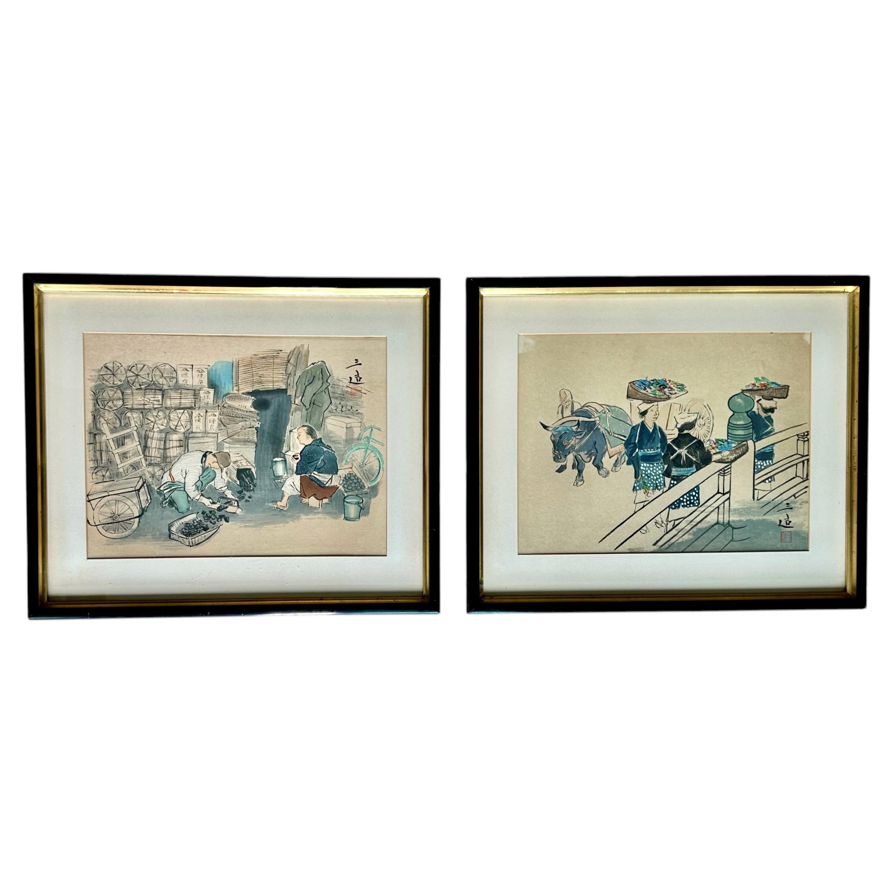 Pair Japanese Woodblock Prints by Sanzo Wada (1883–1967)