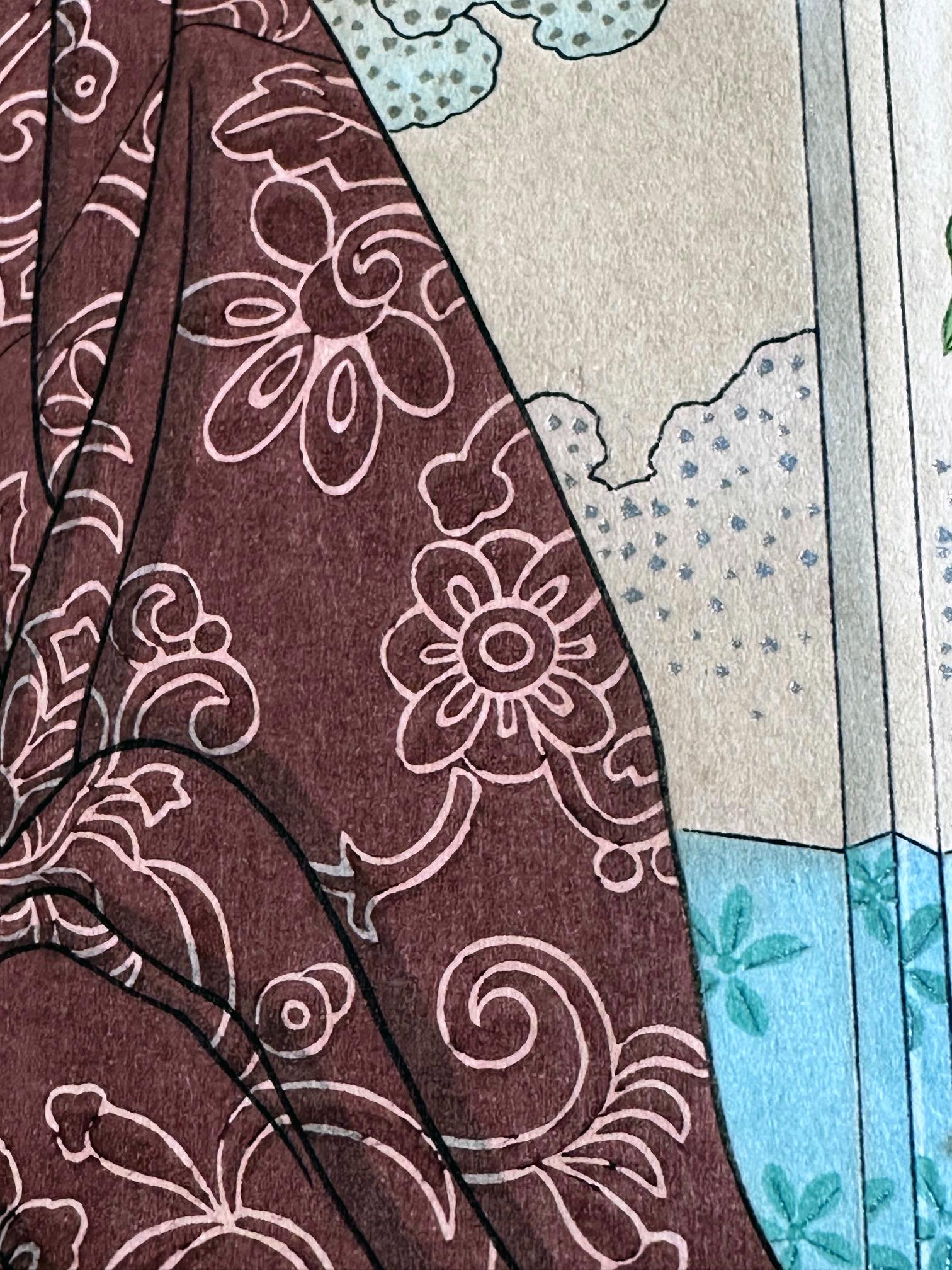 Pair Japanese Woodblock Prints La Mariee and Le Marie by Paul Jacoulet en vente 6