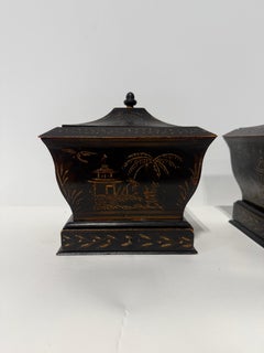 Paire de boîtes à thé en porcelaine de Chine avec tiroirs à tamis, A.I.C. C. 1830