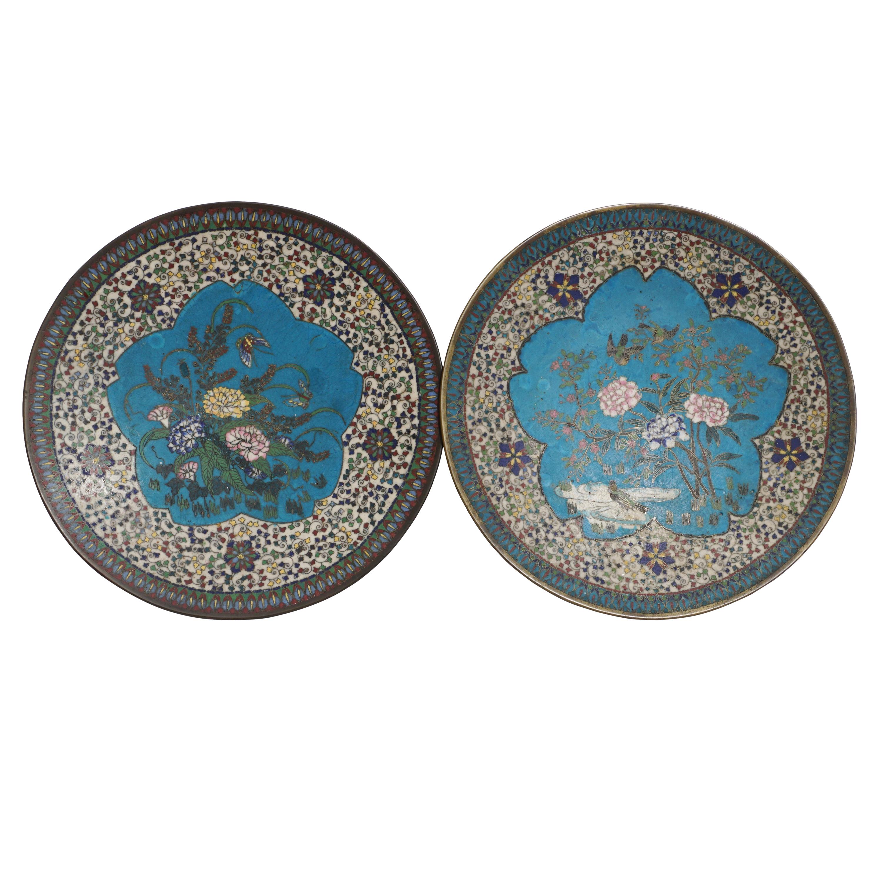 Pair of Japonese Meiji Cloisonne Chargers