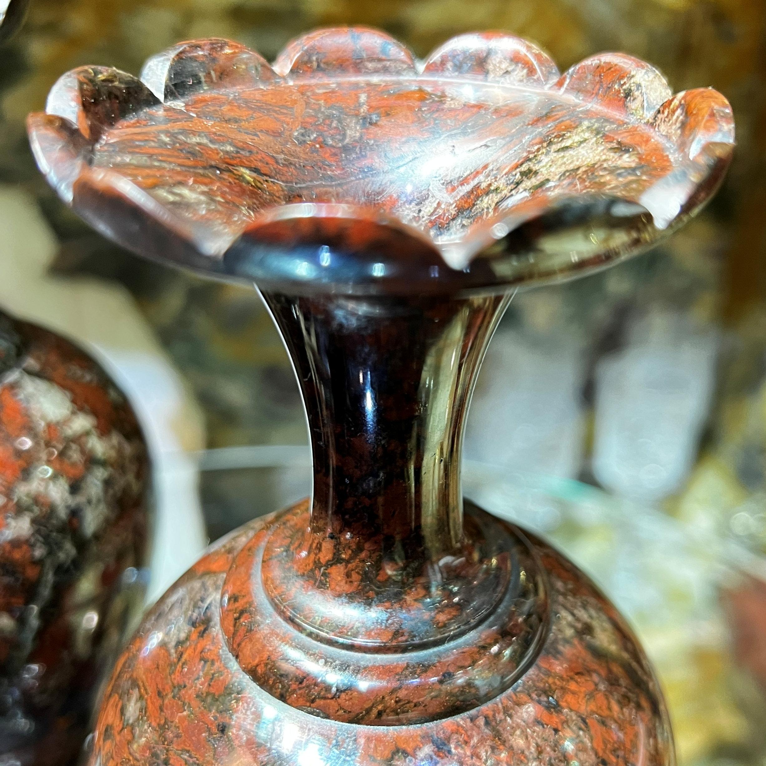 Pair Jasper Stone Vases For Sale 3