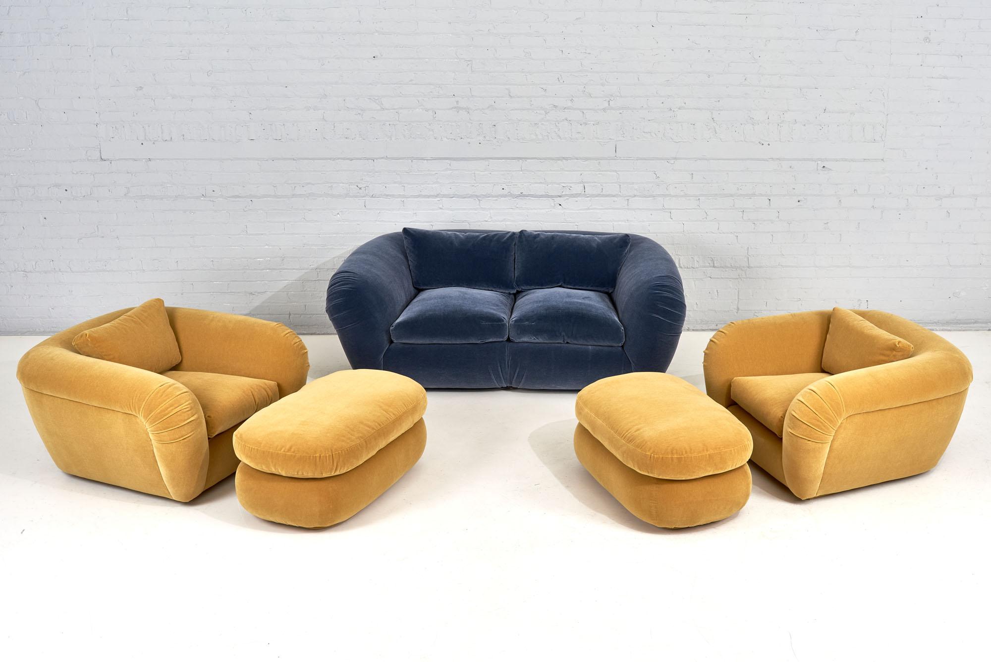 Pair Jay Spectre Lounge Chairs and Ottomans, 1990 For Sale 7