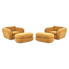 Pair Jay Spectre Lounge Chairs and Ottomans, 1990