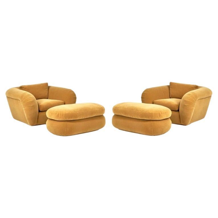 Pair Jay Spectre Lounge Chairs and Ottomans, 1990 For Sale