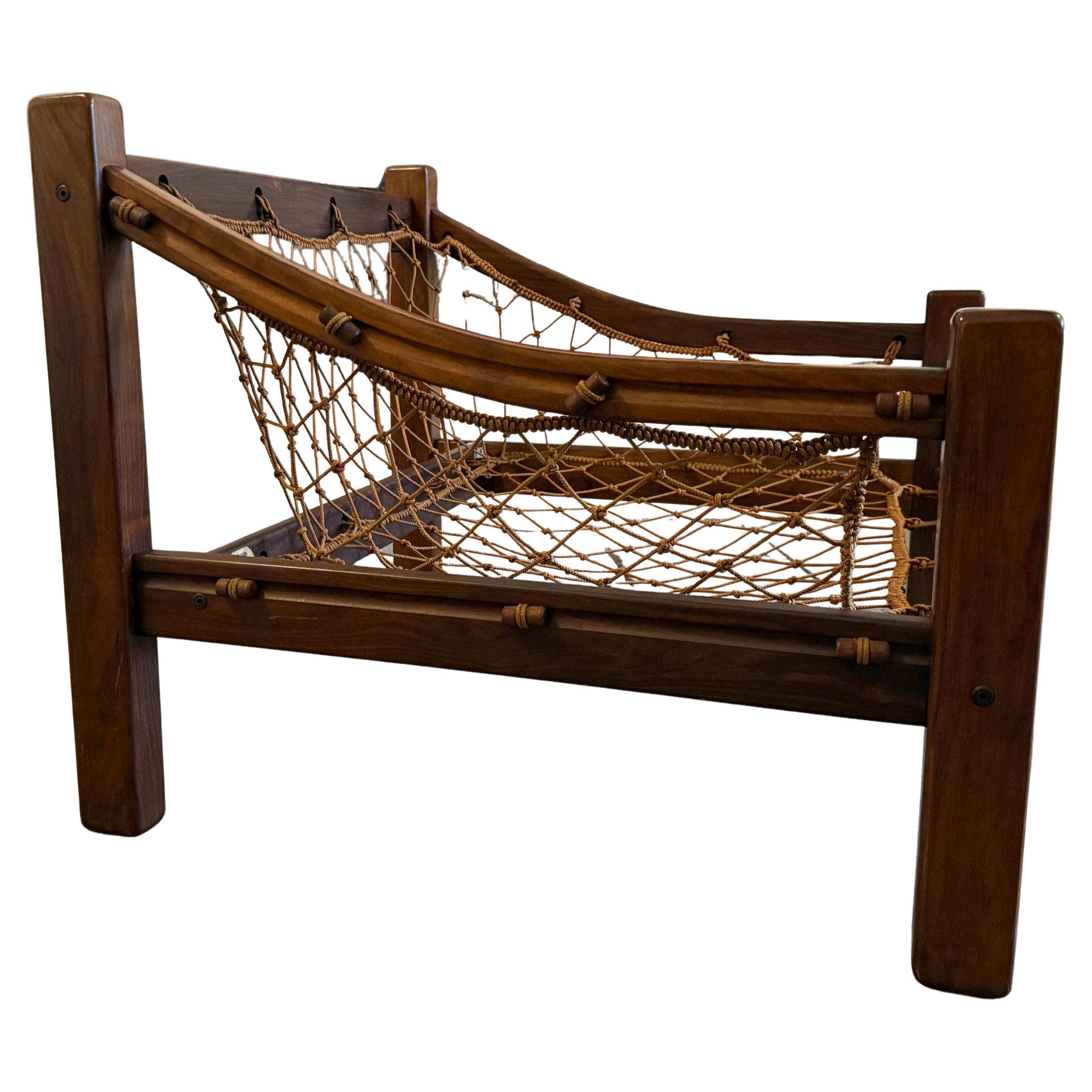 Paire Jean Gillon Tijuca Hamac en cuir et corde en bois de rose Chaises longues basses Brésil en vente 2