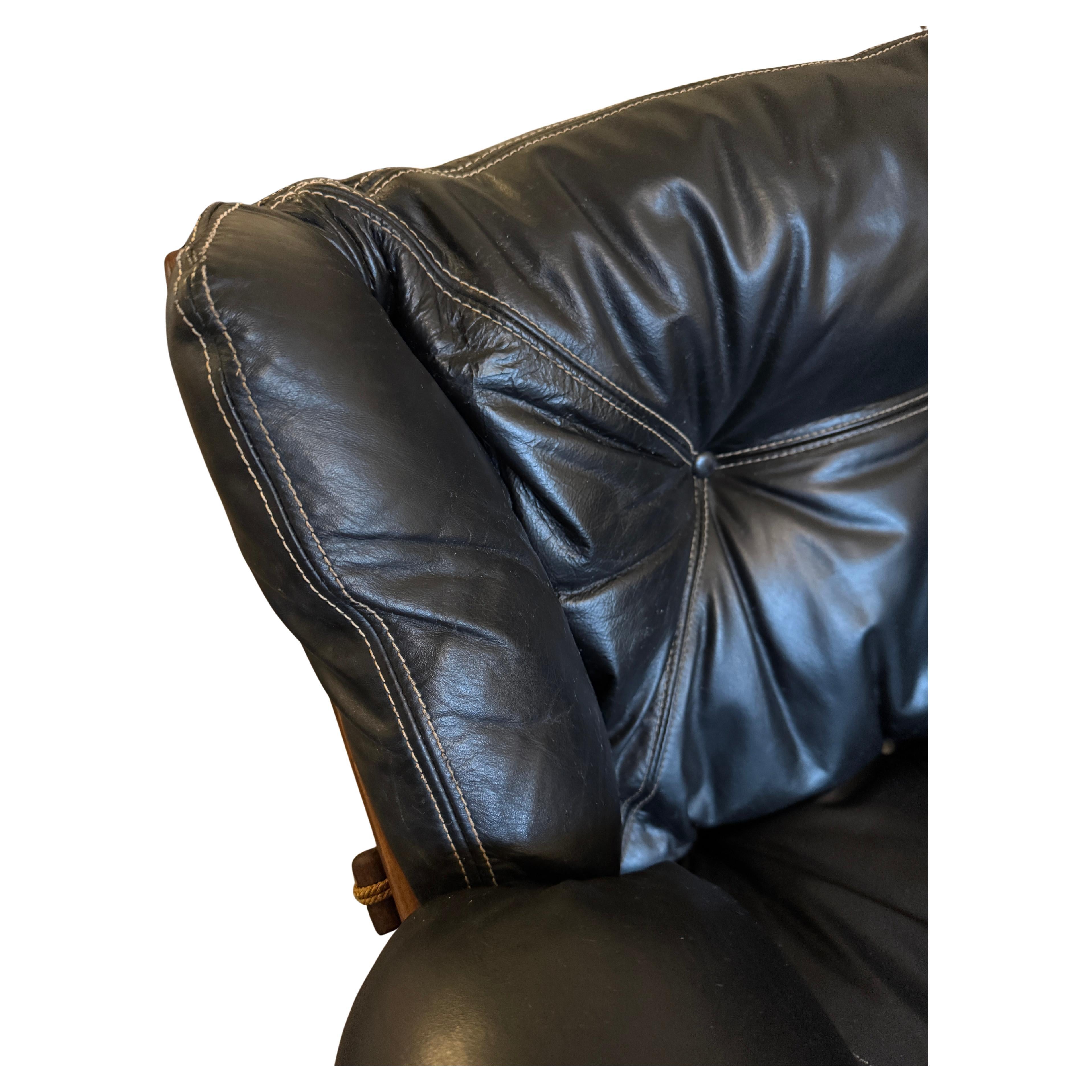 Paire Jean Gillon Tijuca Hamac en cuir et corde en bois de rose Chaises longues basses Brésil en vente 3