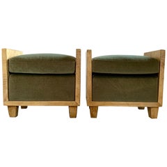 Pair of Jean-Michael Frank Style Goatskin Benches in Mohair