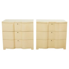 Pair Jean-Michel Frank Style Faux Parchment Chest of Drawers 