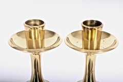 Pair of Jens Quistgaard Brass Candleholders, 1950s