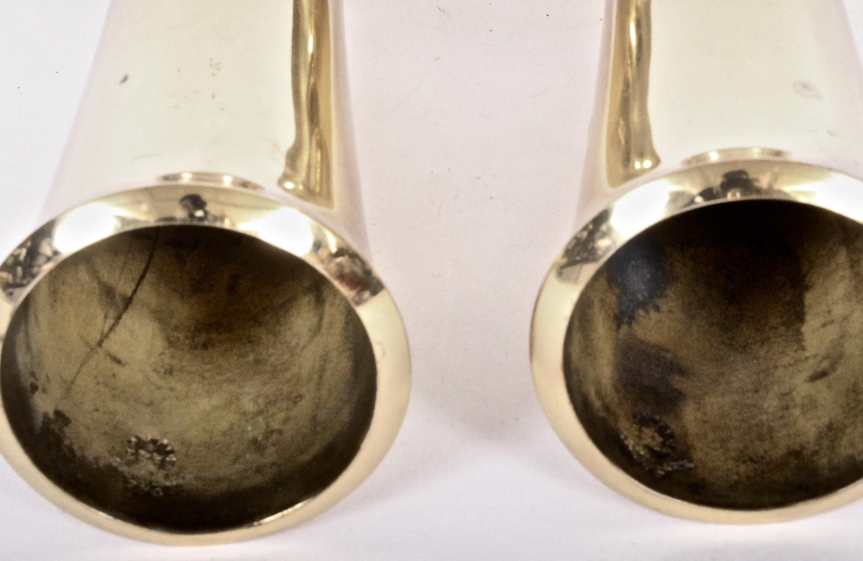 Pair of Jens Quistgaard Brass Candleholders, 1950s In Good Condition In Bainbridge, NY