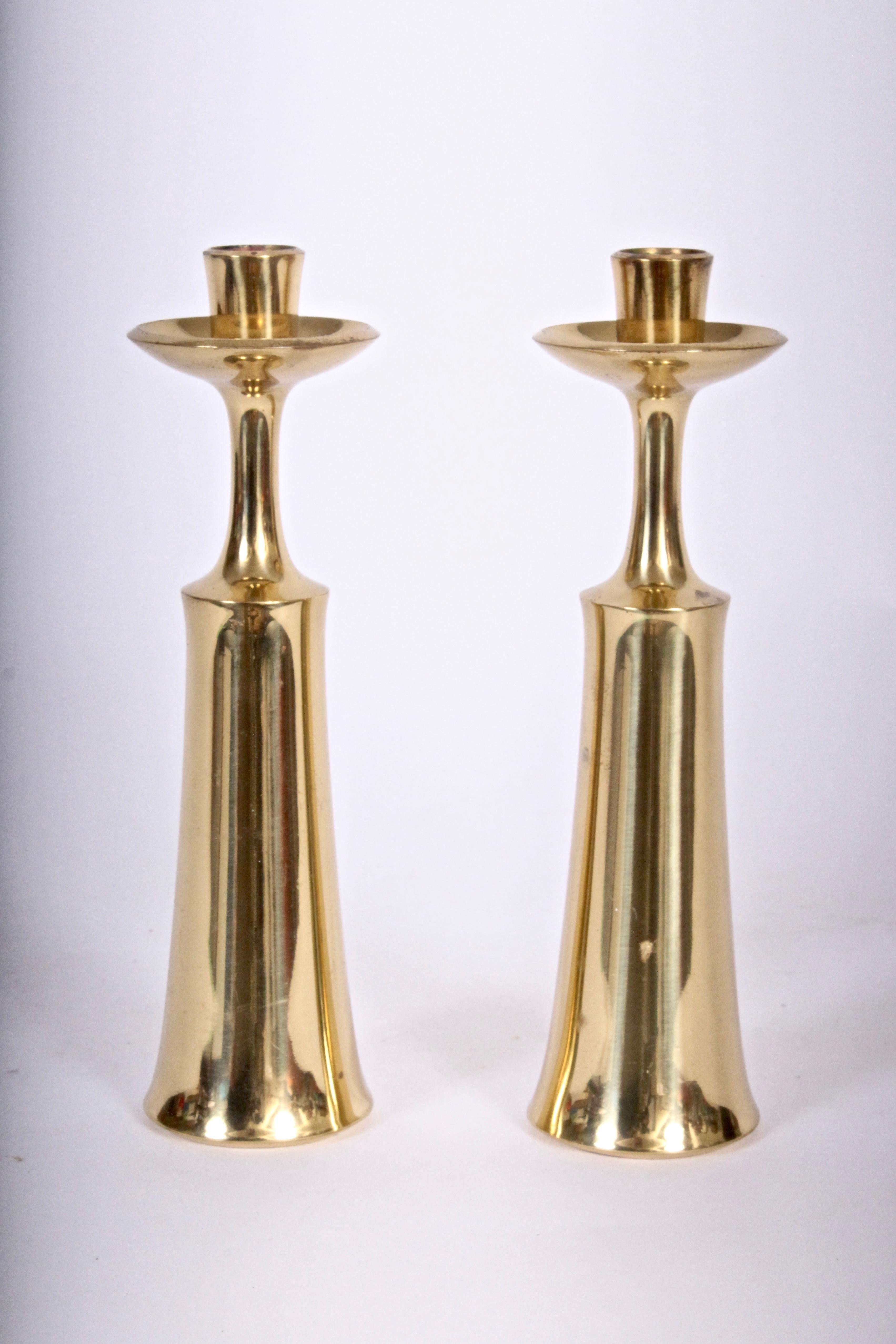 Mid-20th Century Pair of Jens Quistgaard Brass Candleholders, 1950s