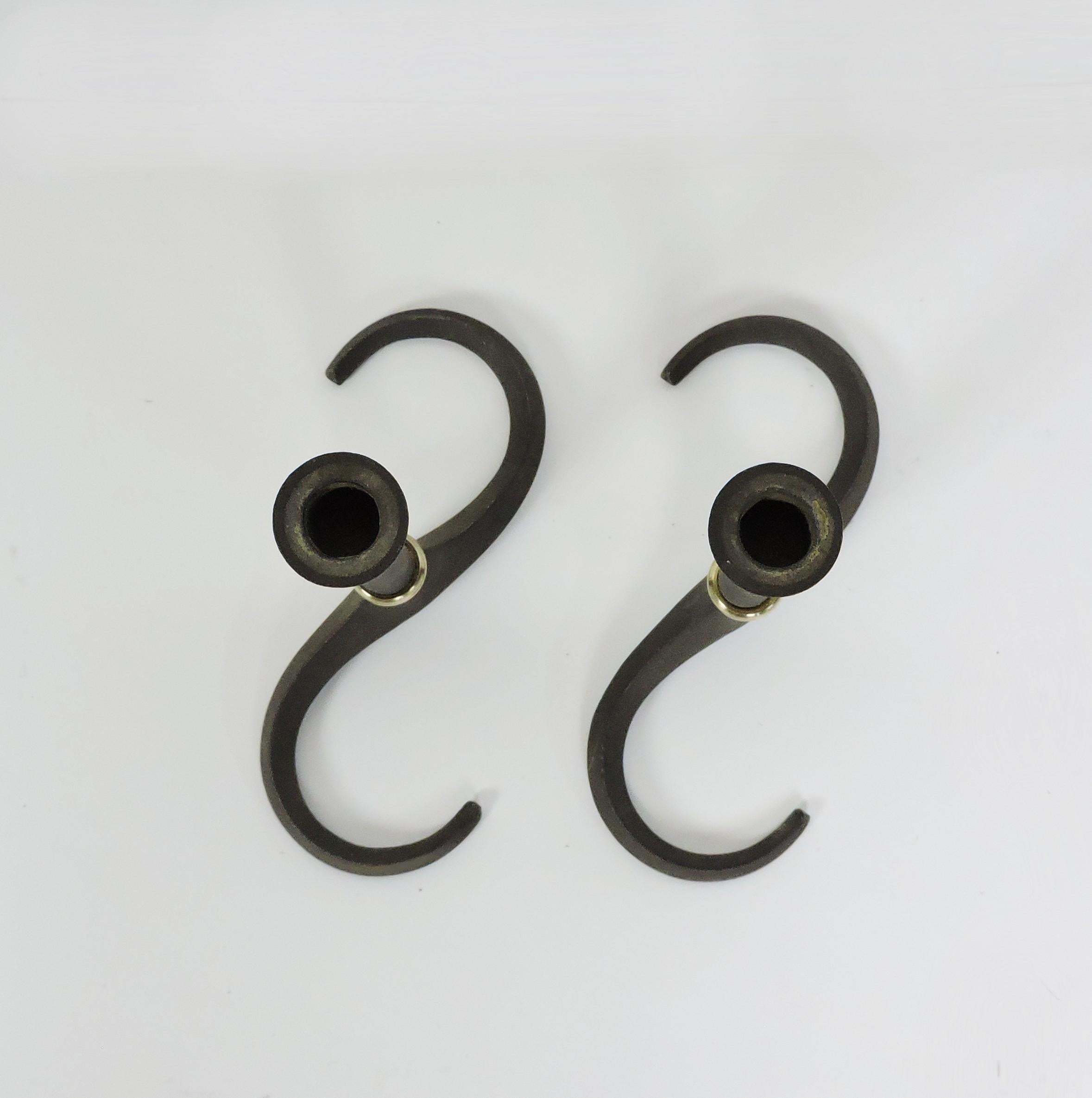 Mid-20th Century Pair Jens Quistgaard Dansk Danish Modern Swirl Candle Holder Stick 3 Pairs Avail For Sale