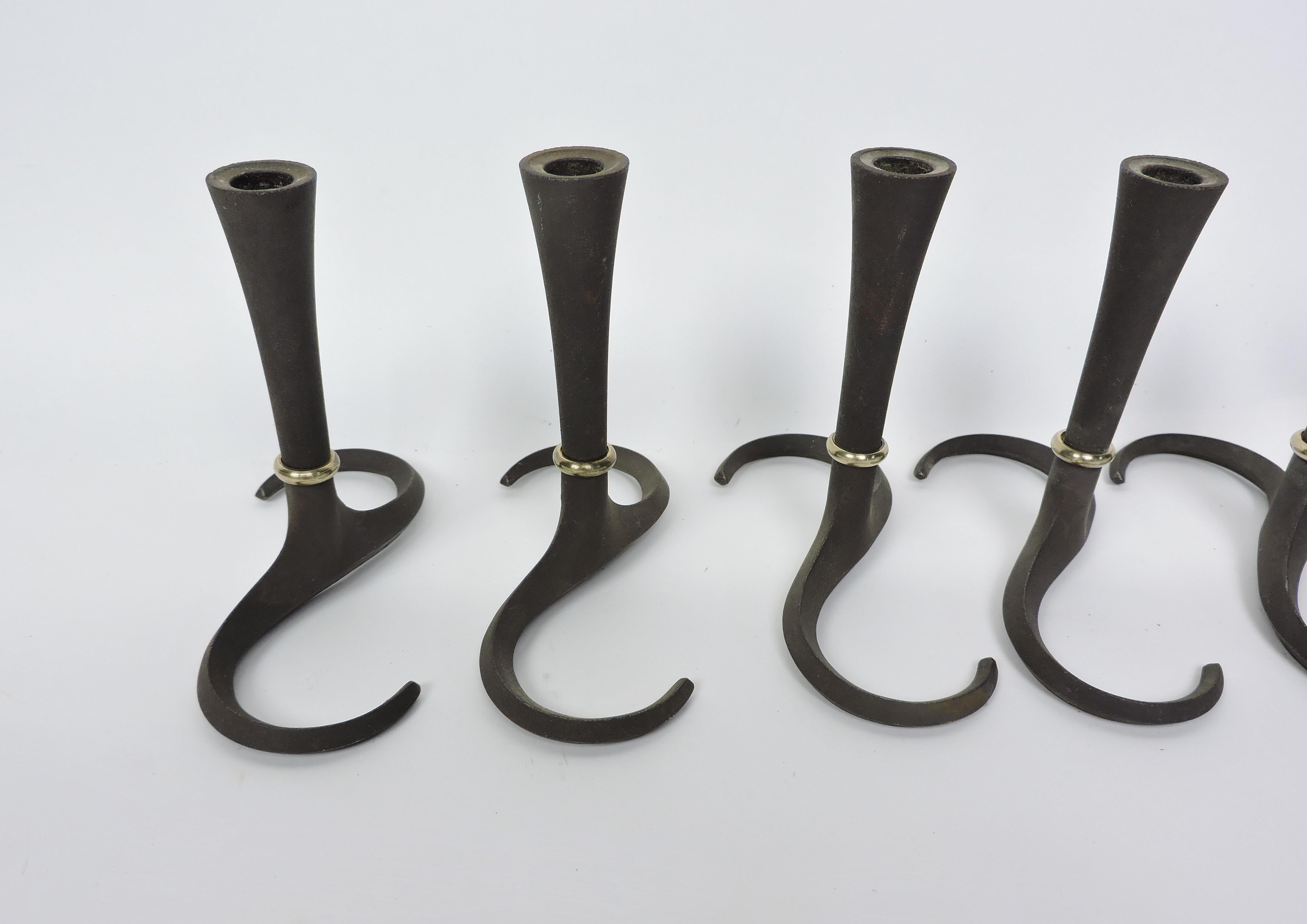 Pair Jens Quistgaard Dansk Danish Modern Swirl Candle Holder Stick 3 Pairs Avail For Sale 2
