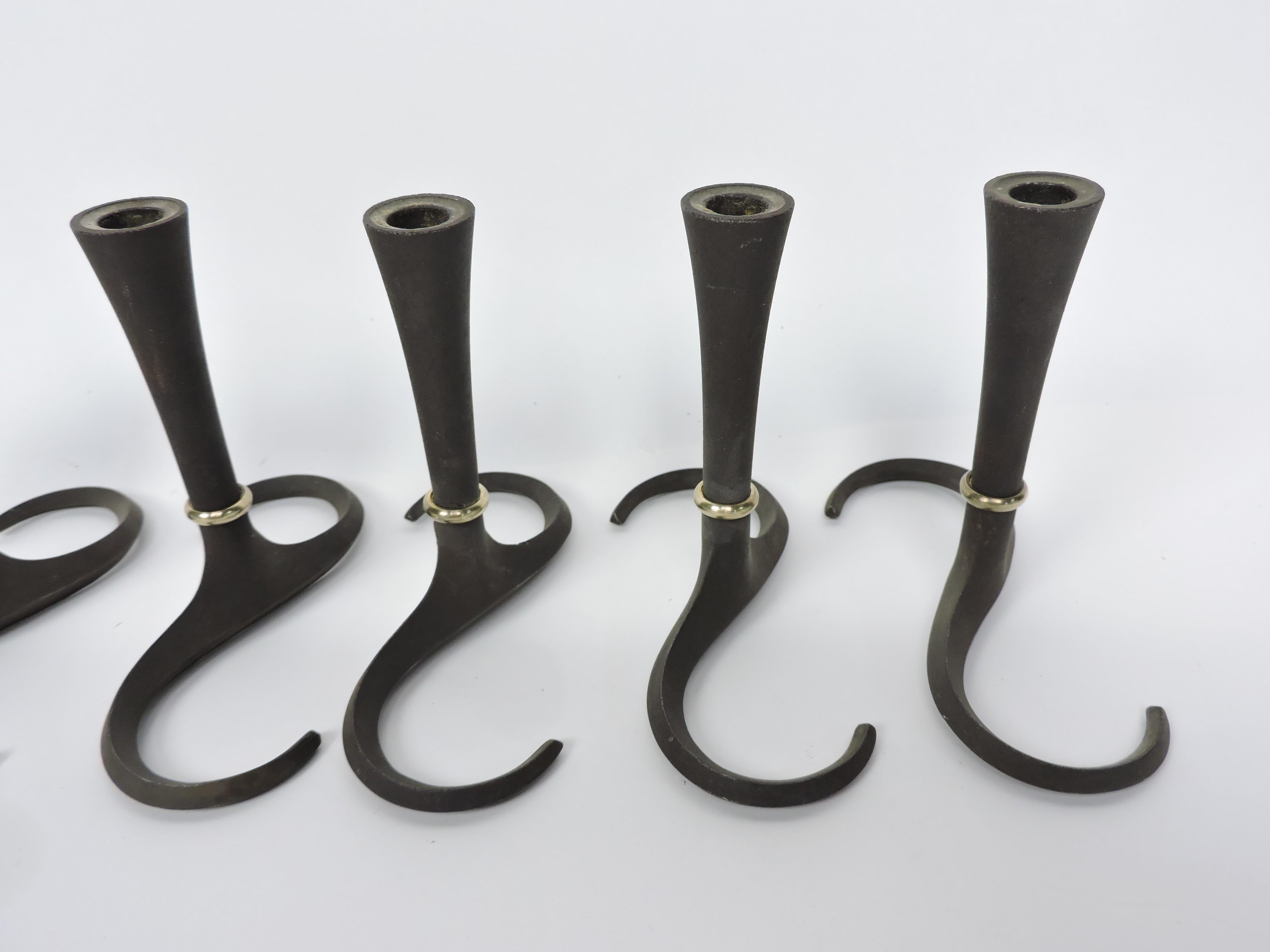 Pair Jens Quistgaard Dansk Danish Modern Swirl Candle Holder Stick 3 Pairs Avail For Sale 3
