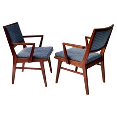 Pair Jens Risom Captain's Arm Chairs