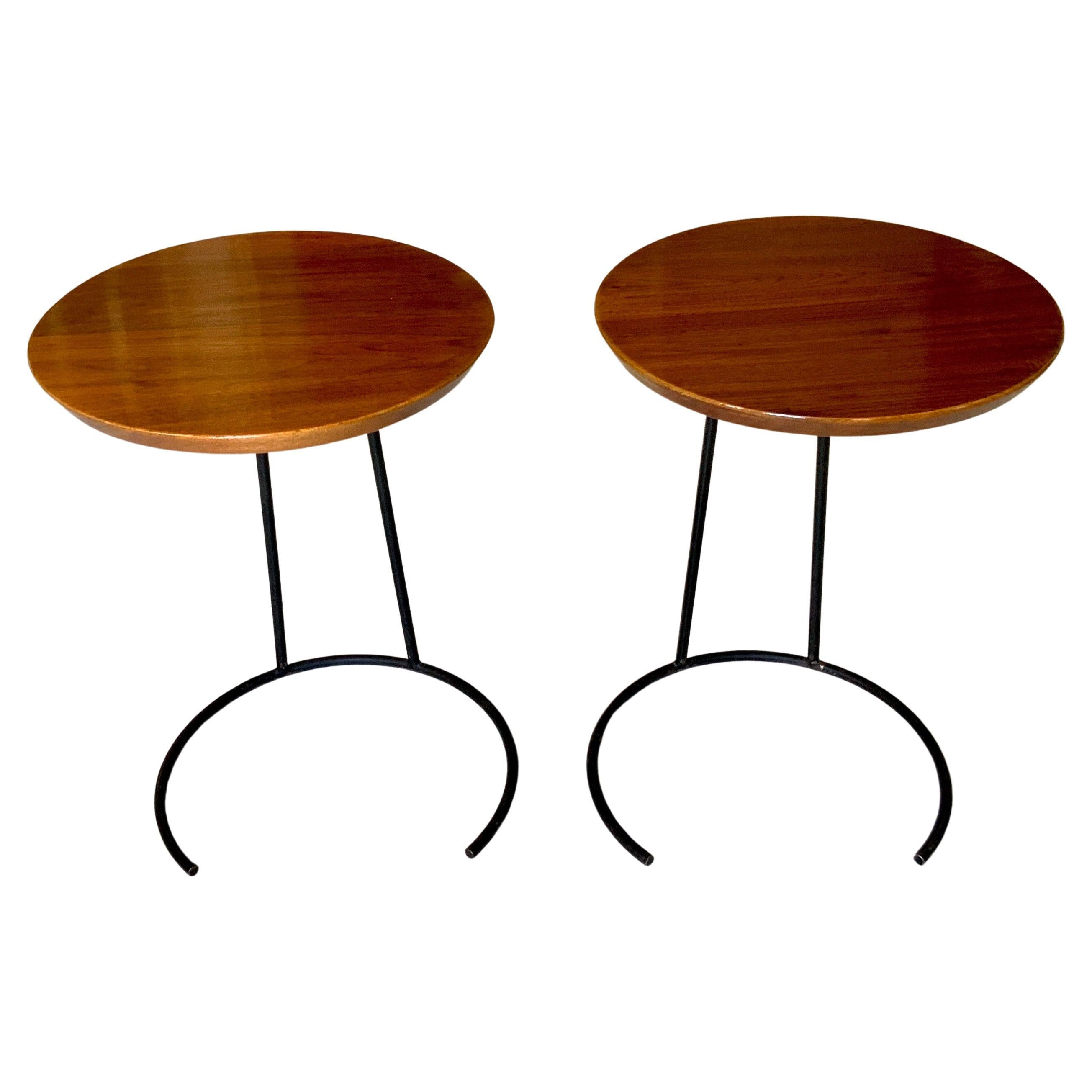 Pair Jens Risom T710 Walnut Side Tables For Sale