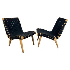 Pair of Jens Risom Webbed Lounge Chairs, Risom / Knoll, Classic Modernist