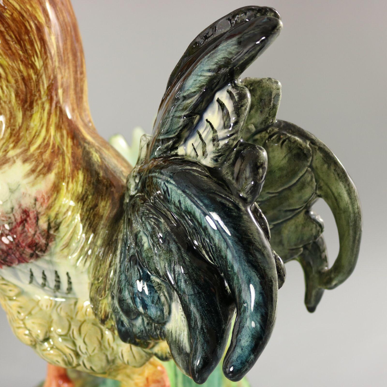 Pair Jerome Massier Hen & Cockerel Figural Vases by P. Perret For Sale 4