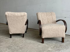 Pair Jindřich Halabala Art Deco Lounge Chairs, 1940s