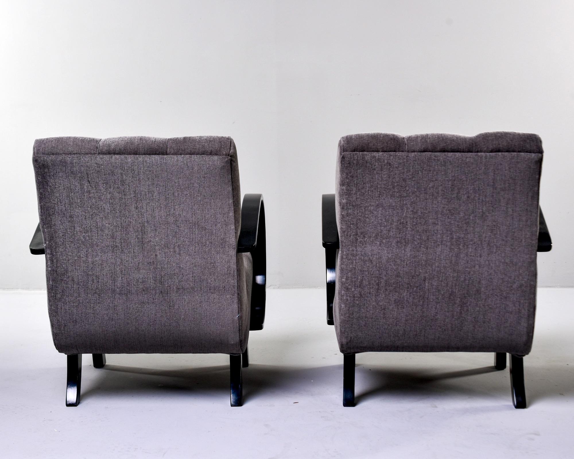 Pair of Jindrich Halabala Chairs with Ebonized Frames and New Upholstery 5
