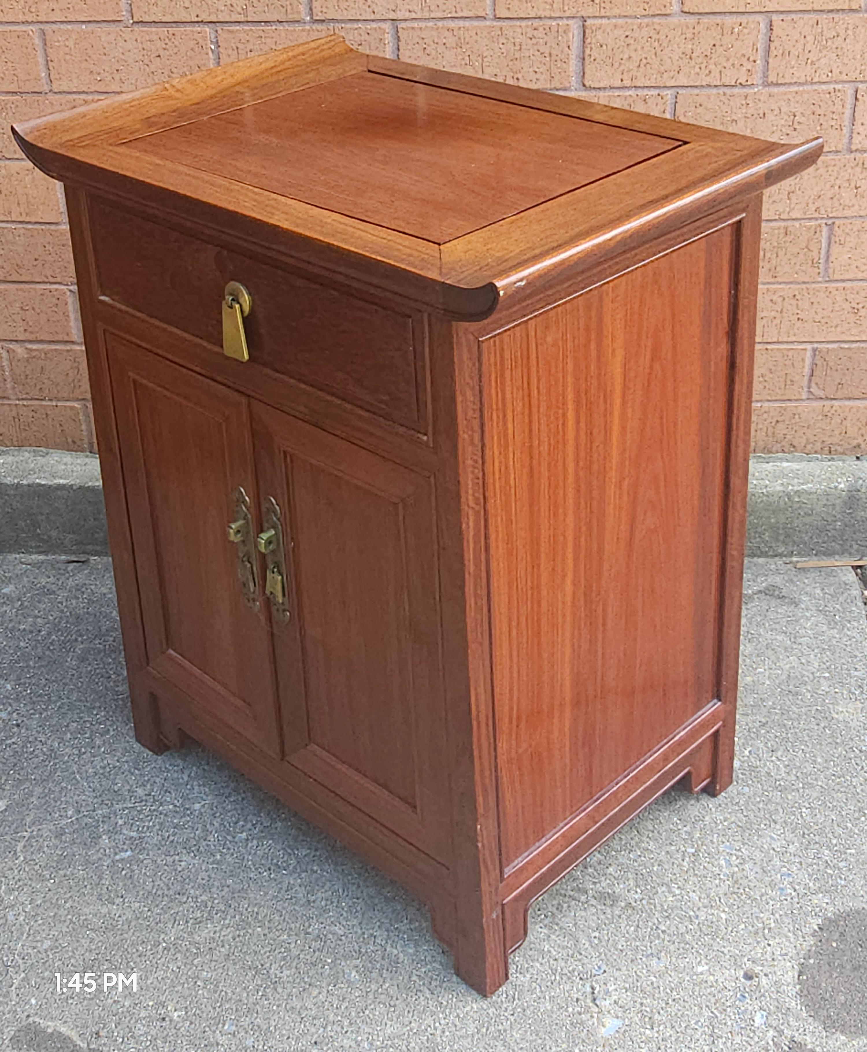 Pair J.L. George Ming Style Rosewood Bedside Tables For Sale 5