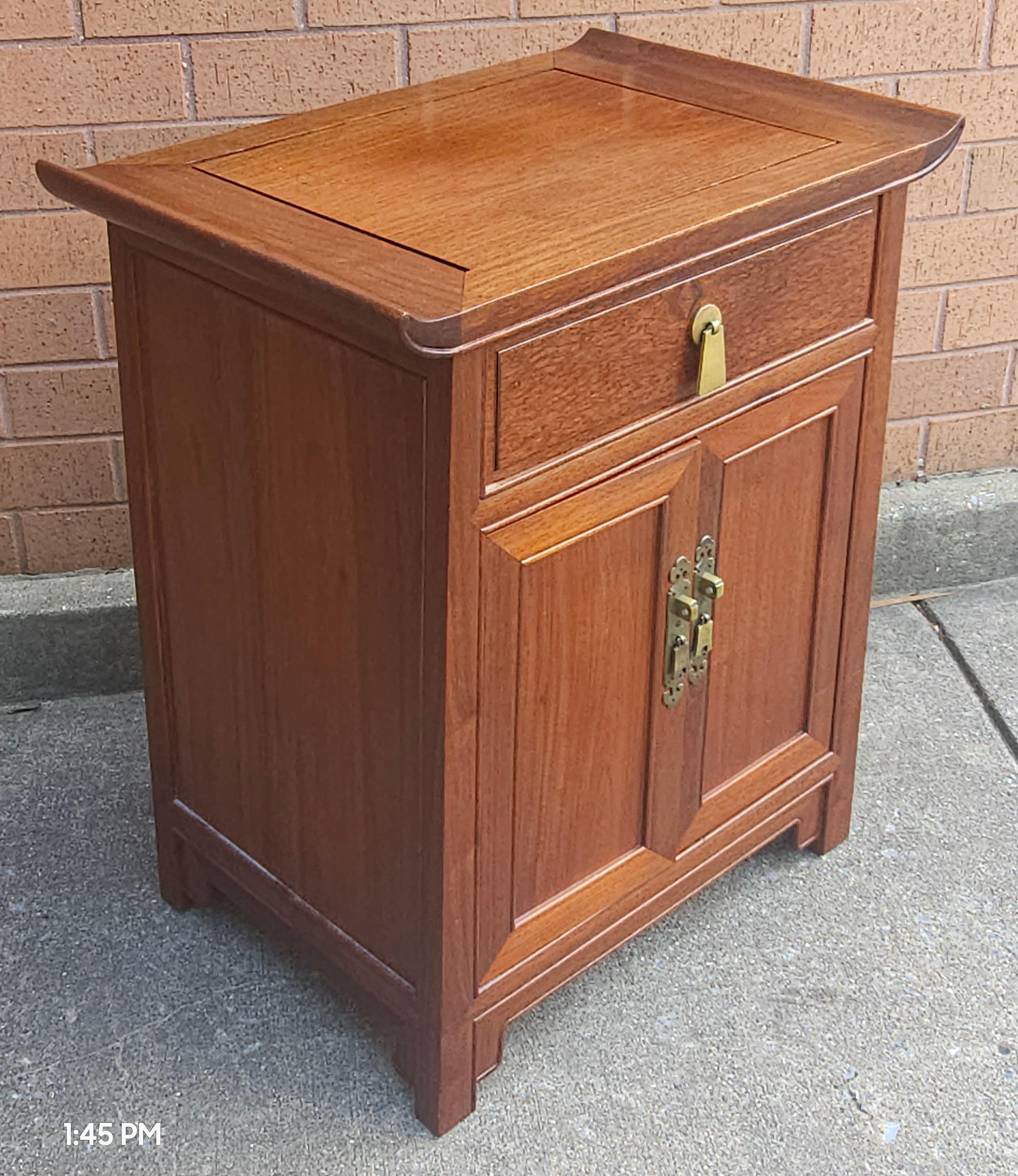 Pair J.L. George Ming Style Rosewood Bedside Tables For Sale 6