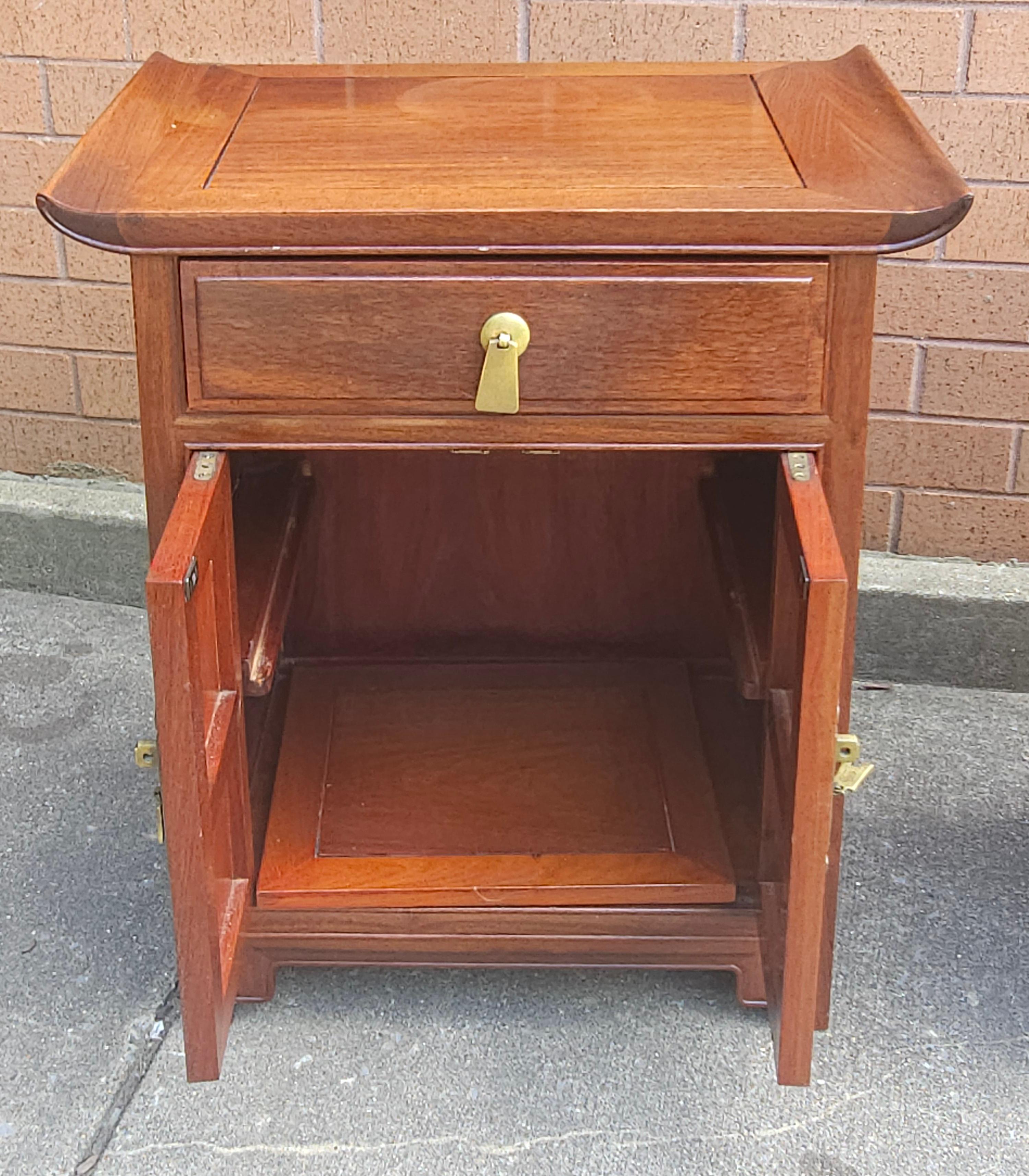 Pair J.L. George Ming Style Rosewood Bedside Tables For Sale 7