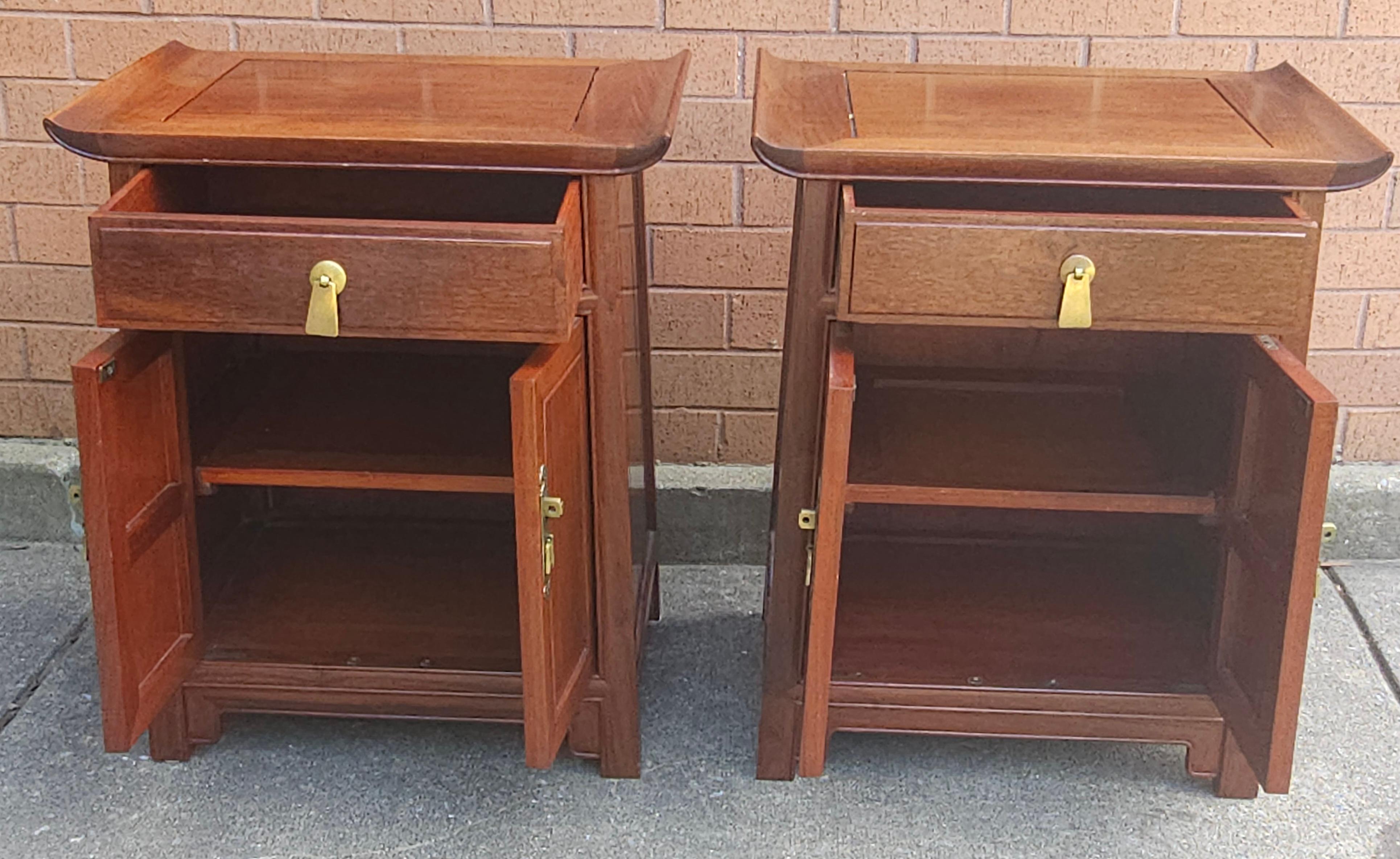 Pair J.L. George Ming Style Rosewood Bedside Tables For Sale 8