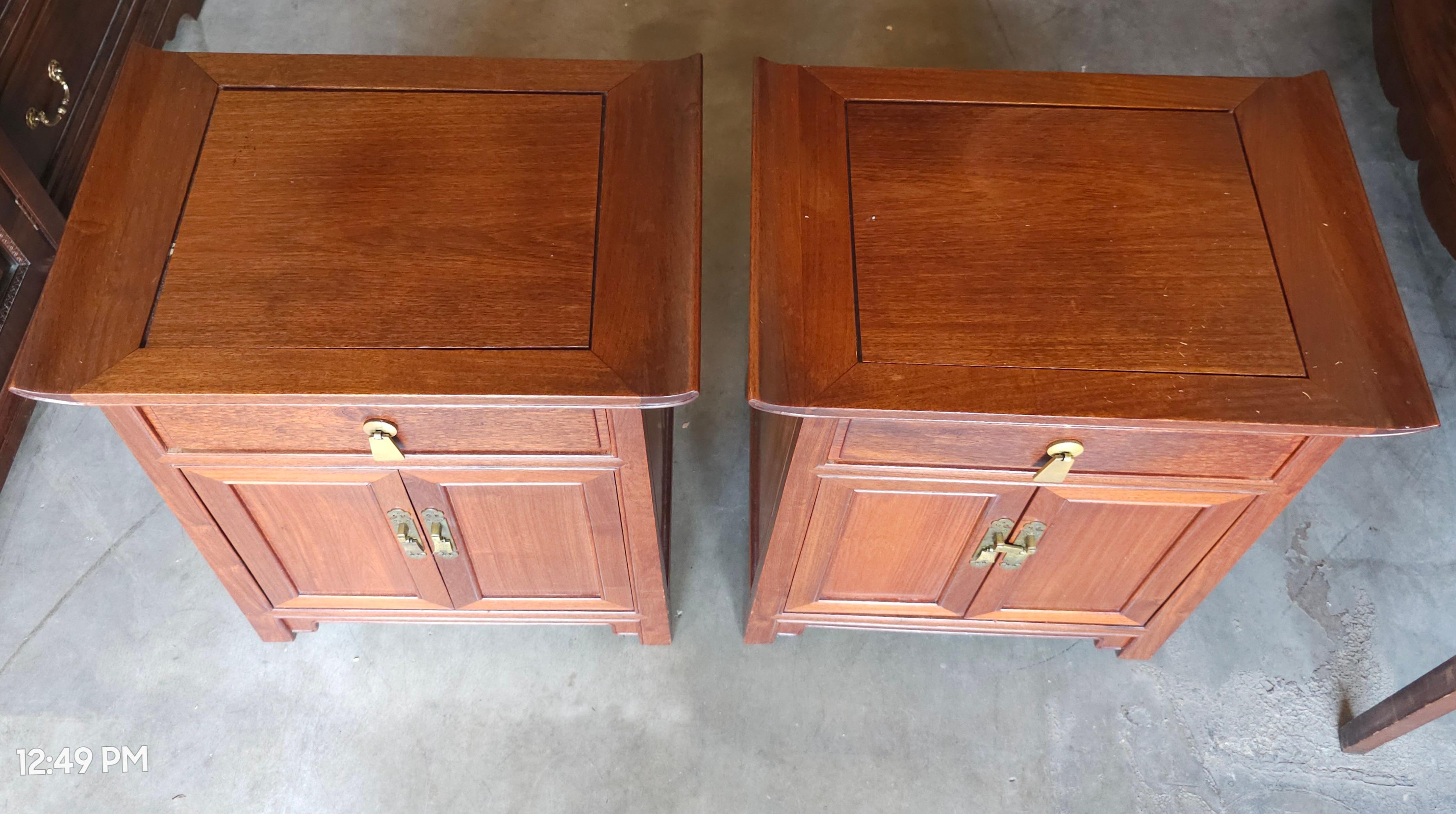 Other Pair J.L. George Ming Style Rosewood Bedside Tables For Sale
