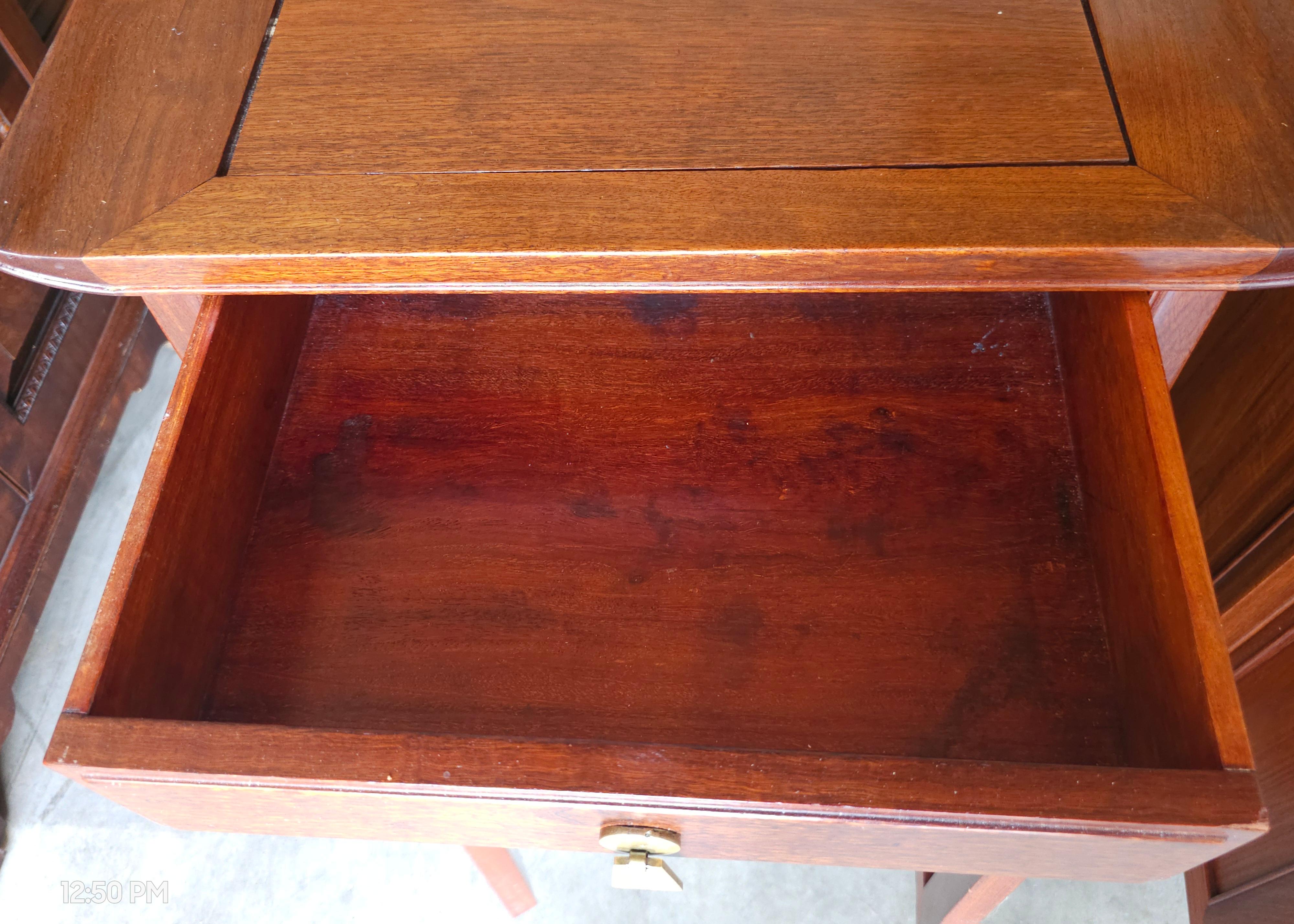 Pair J.L. George Ming Style Rosewood Bedside Tables For Sale 2