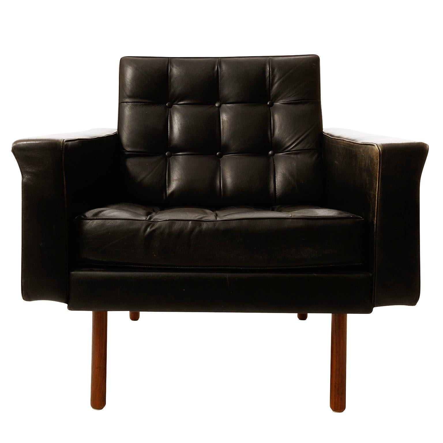 Paire de fauteuils de salon Johannes Spalt en bois de cuir noir Wittmann, années 1960 Bon état - En vente à Hausmannstätten, AT