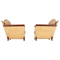 Coppia di sedie da salotto in rattan John Hutton for Donghia Merbau