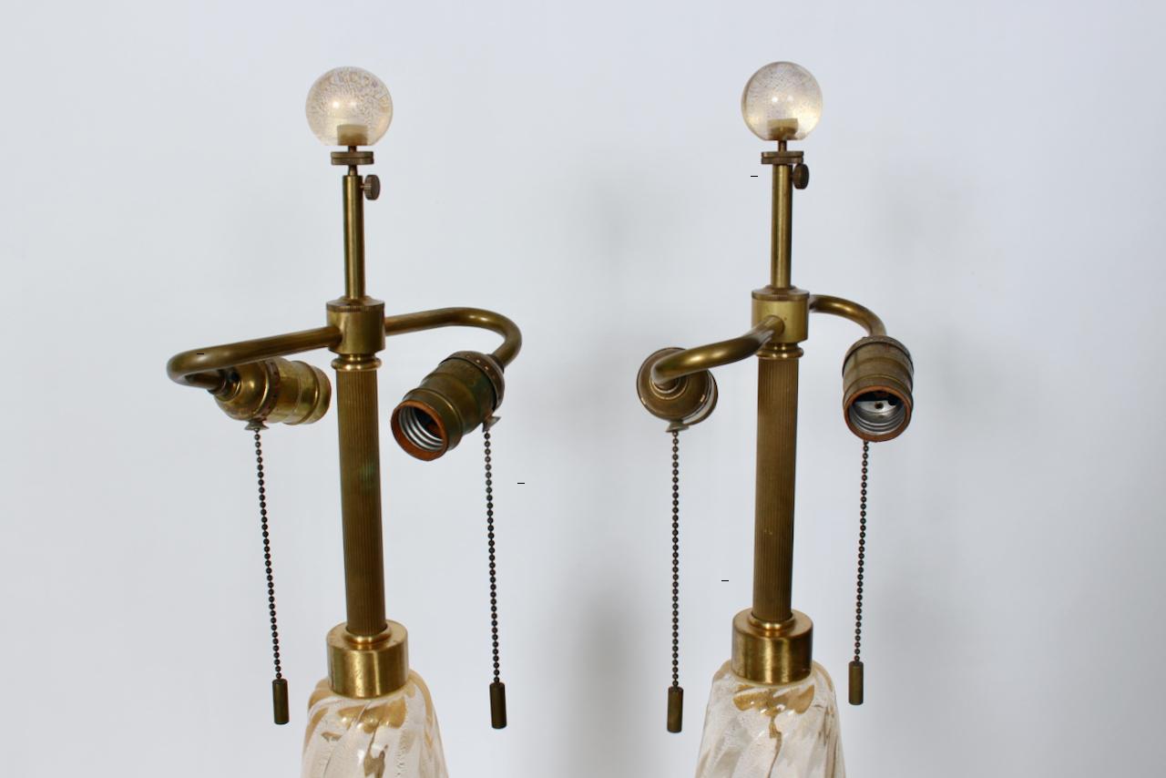 Paire de lampes de bureau John Hutton pour Donghia Ondoso Clear avec verre Venini doré  en vente 1