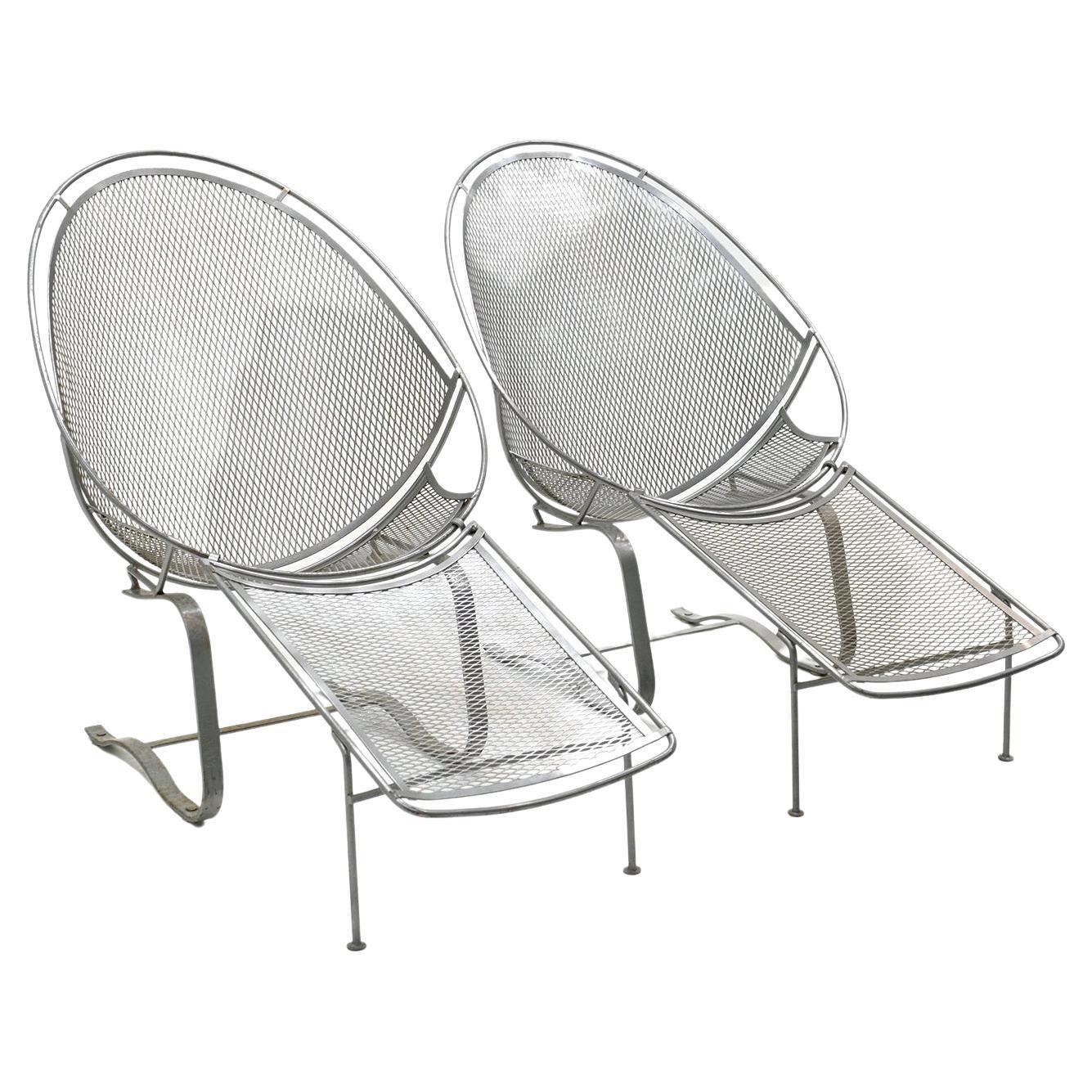 Pair John Salterini High Back Springer Egg Chairs with Detachable Footrests