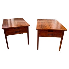 Pair John Stuart or Lane Walnut End Tables