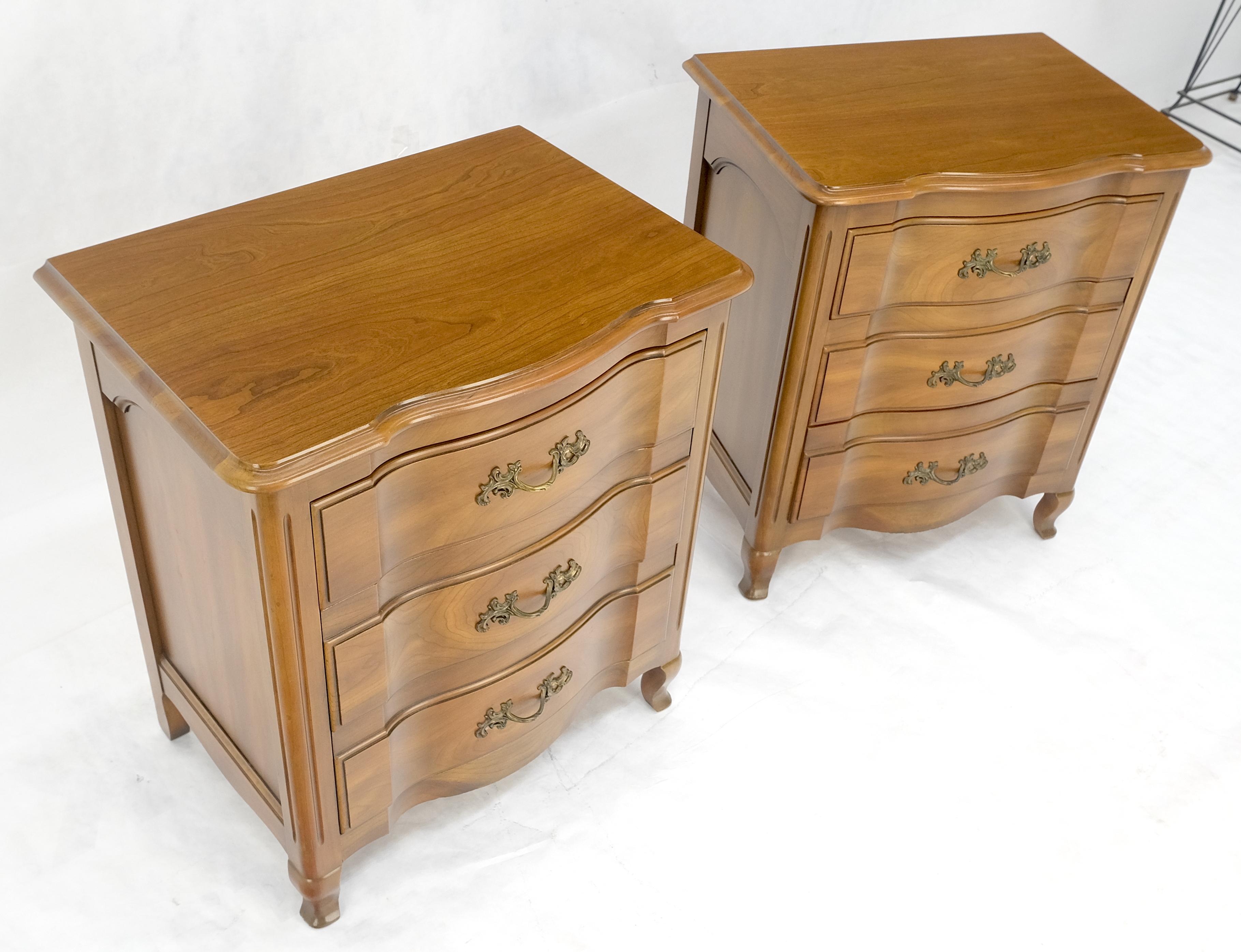 Pair John Widdicomb Country French 3 Drawer Night Stands End Tables MINT! For Sale 5