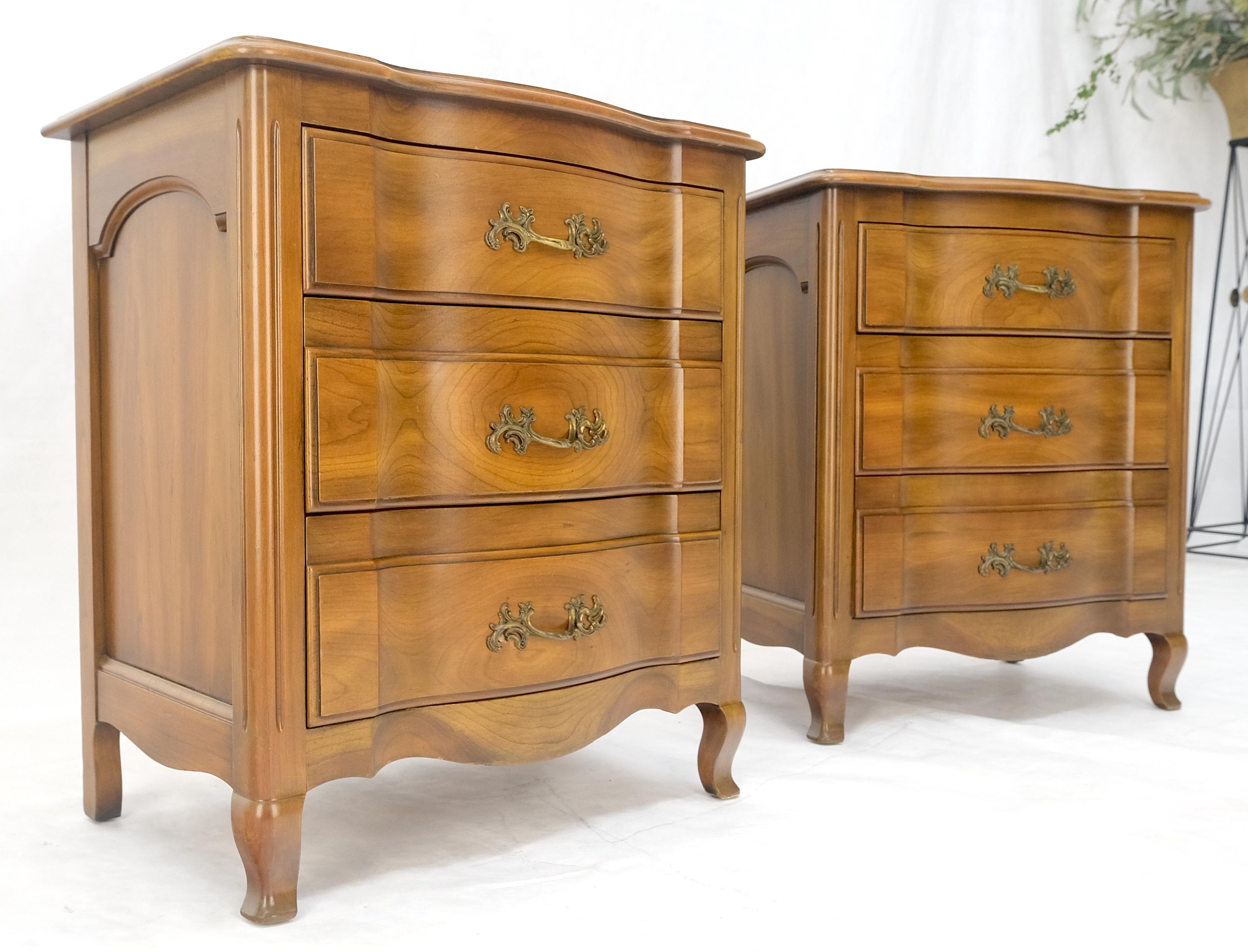 Pair John Widdicomb Country French 3 Drawer Night Stands End Tables MINT! For Sale 7