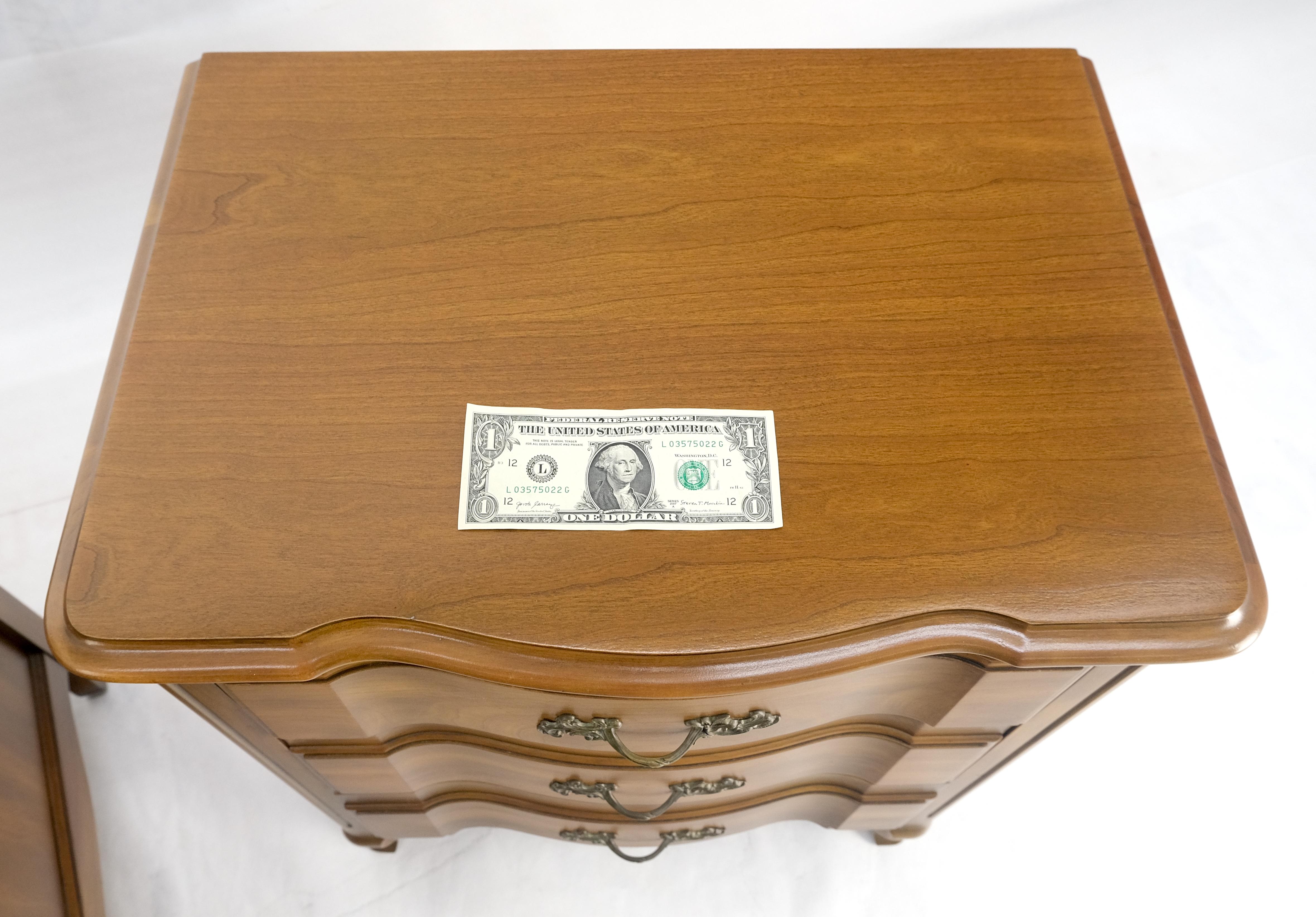Pair John Widdicomb Country French 3 Drawer Night Stands End Tables MINT! For Sale 8