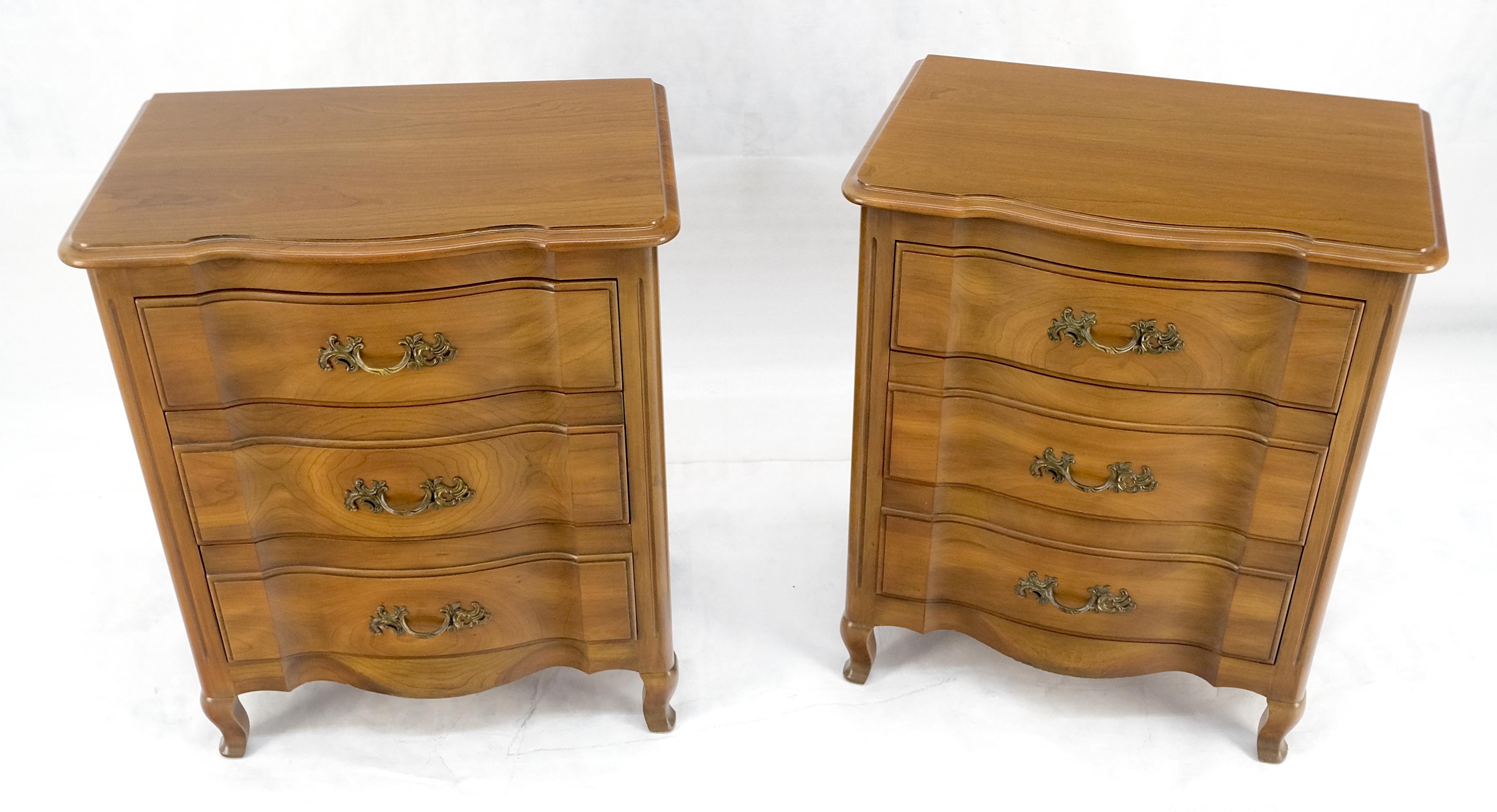 20th Century Pair John Widdicomb Country French 3 Drawer Night Stands End Tables MINT! For Sale