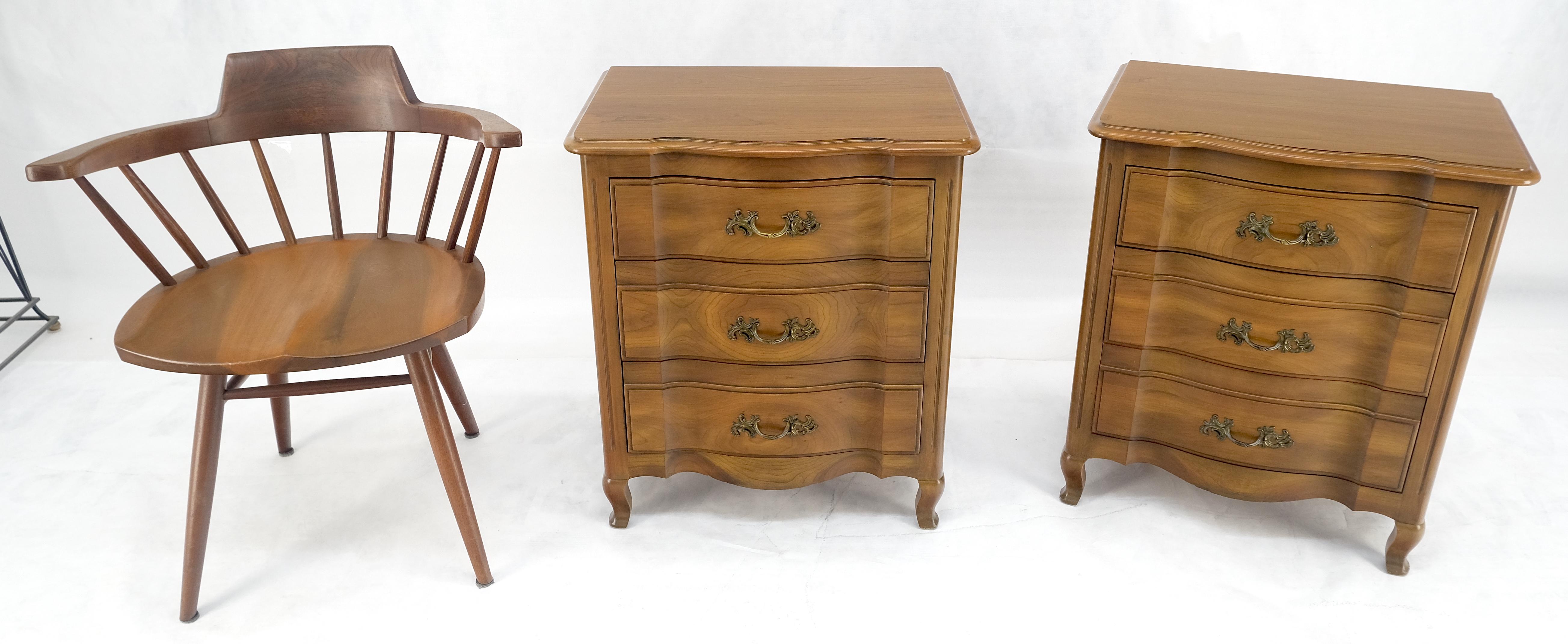 Brass Pair John Widdicomb Country French 3 Drawer Night Stands End Tables MINT! For Sale